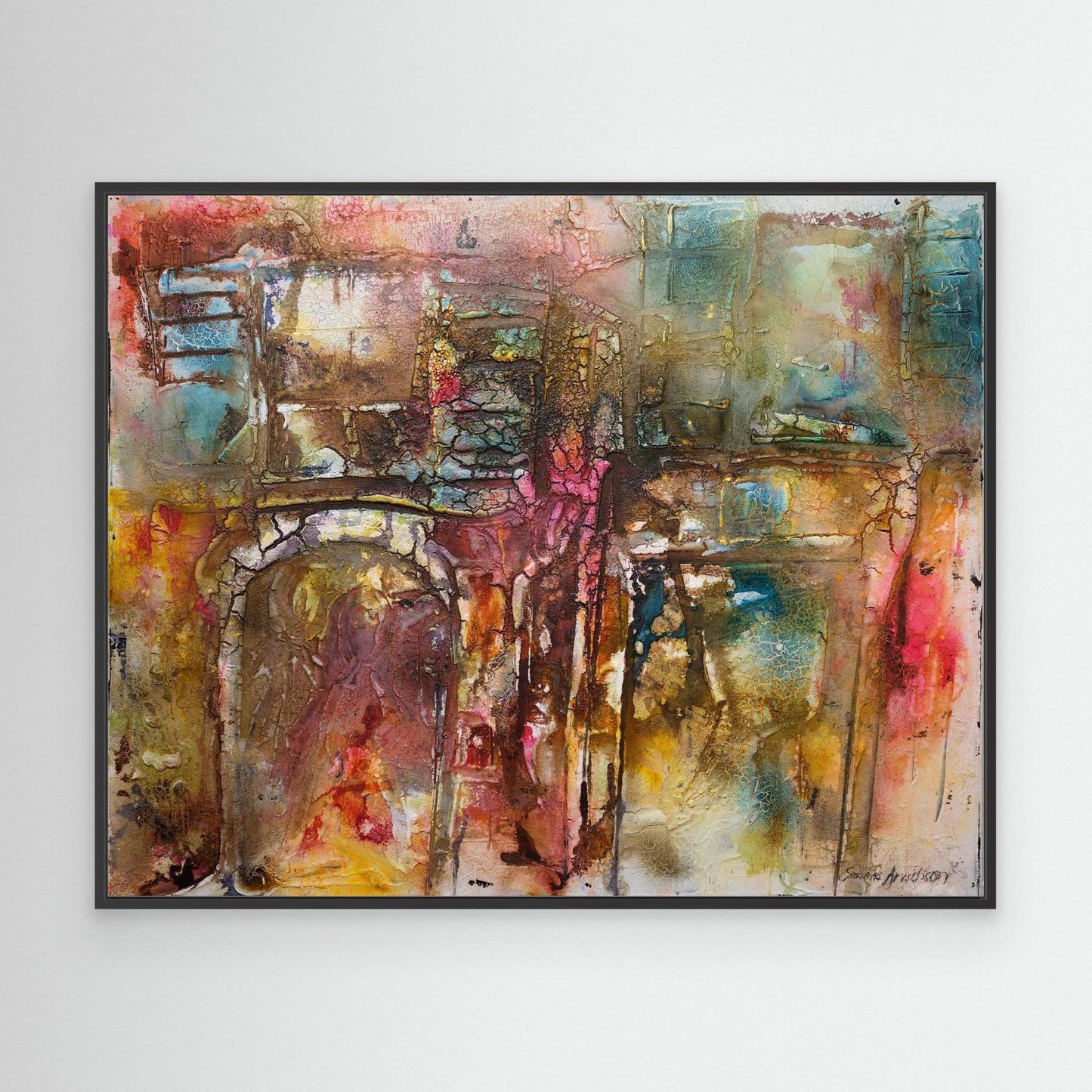 Abstrakt färgsprakande konst – tryck på canvas i stora storlekar