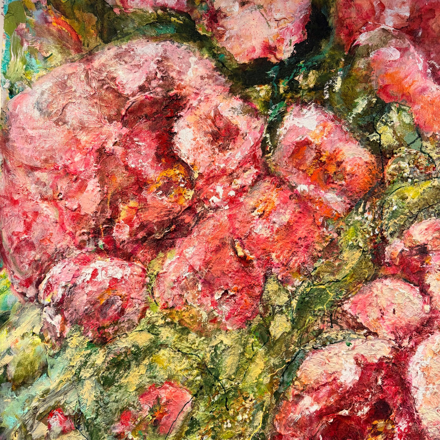 Stor tavla - färgglad originalmålning - Flower