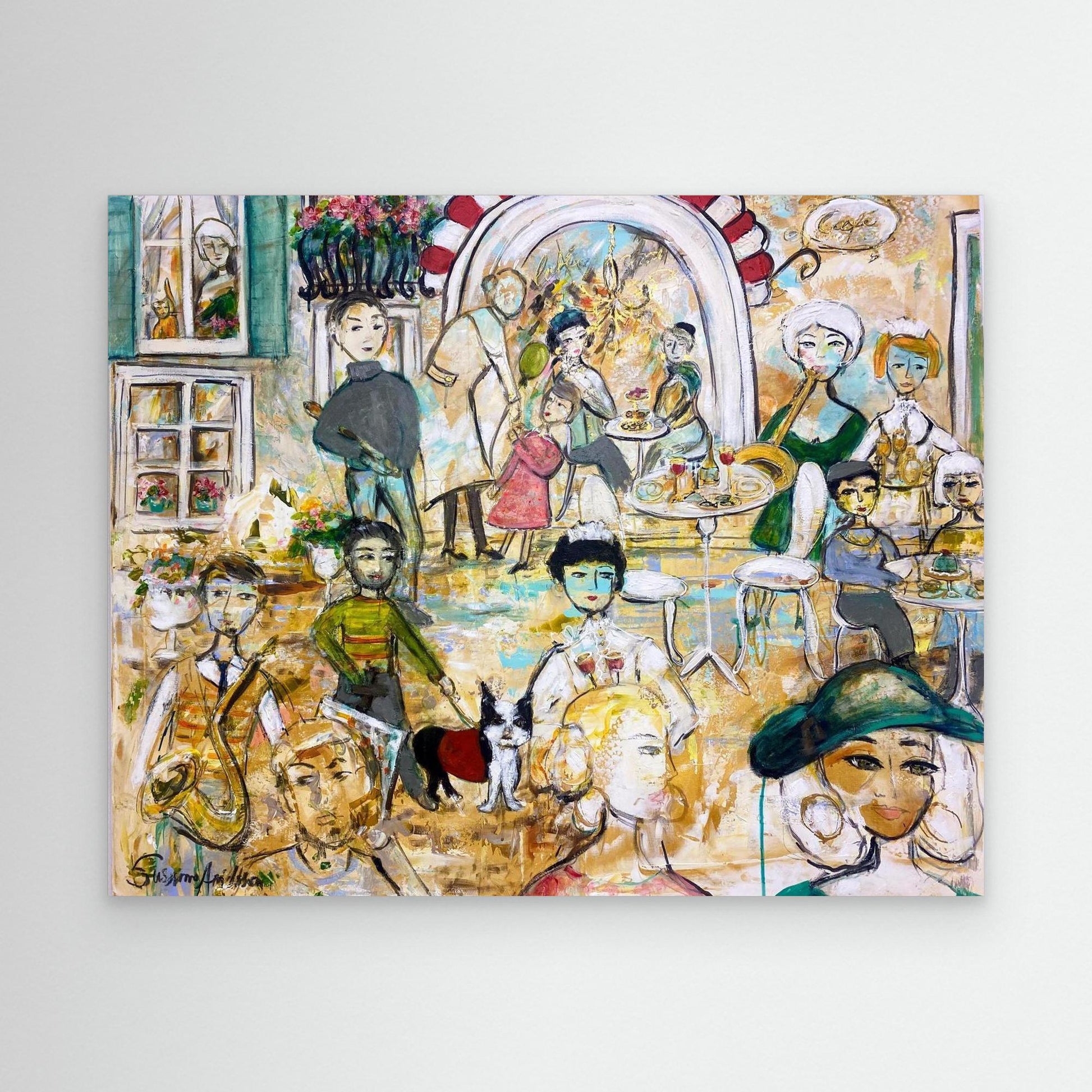 Canvastavla med ram - Jazz på torget