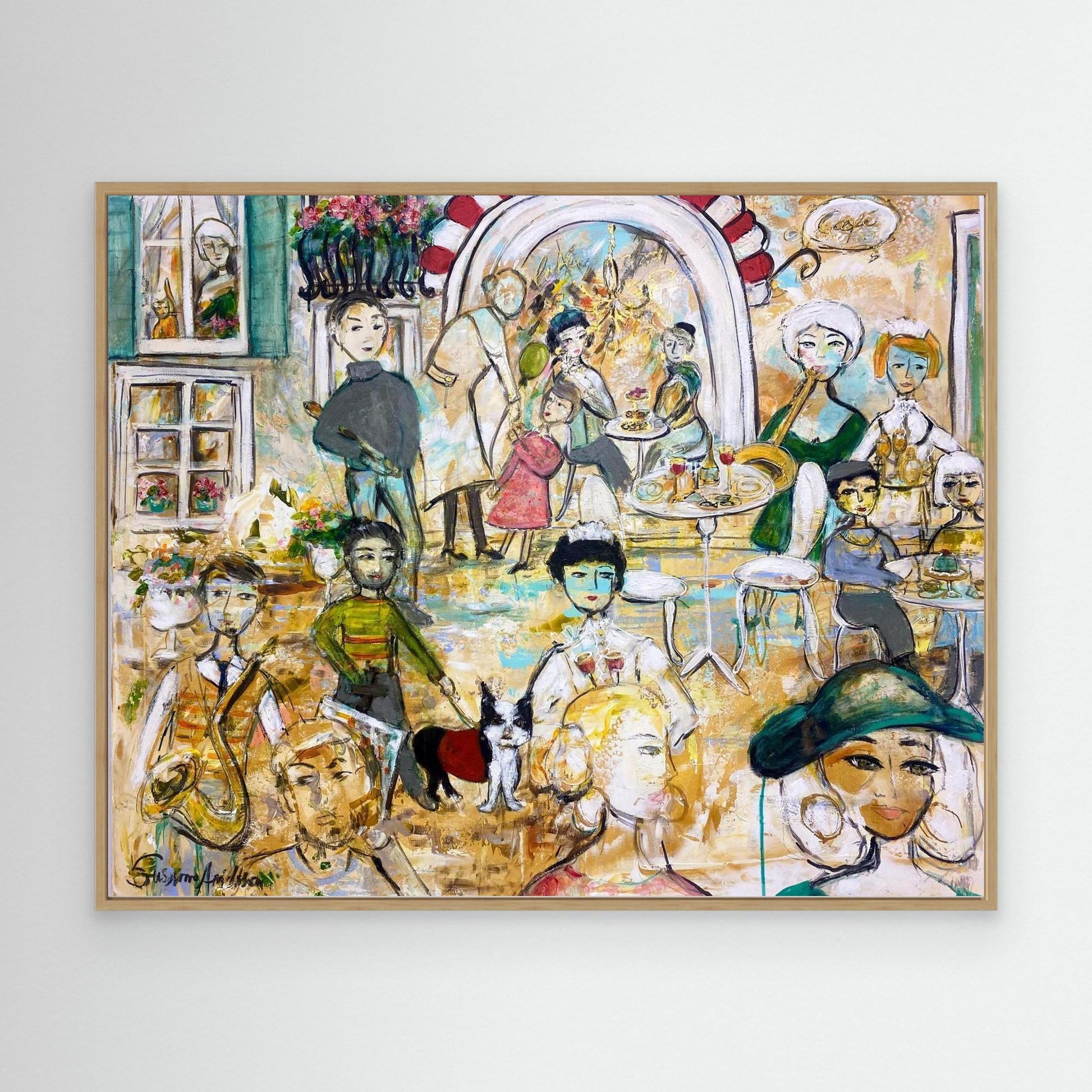 Canvastavla med ram - Jazz på torget