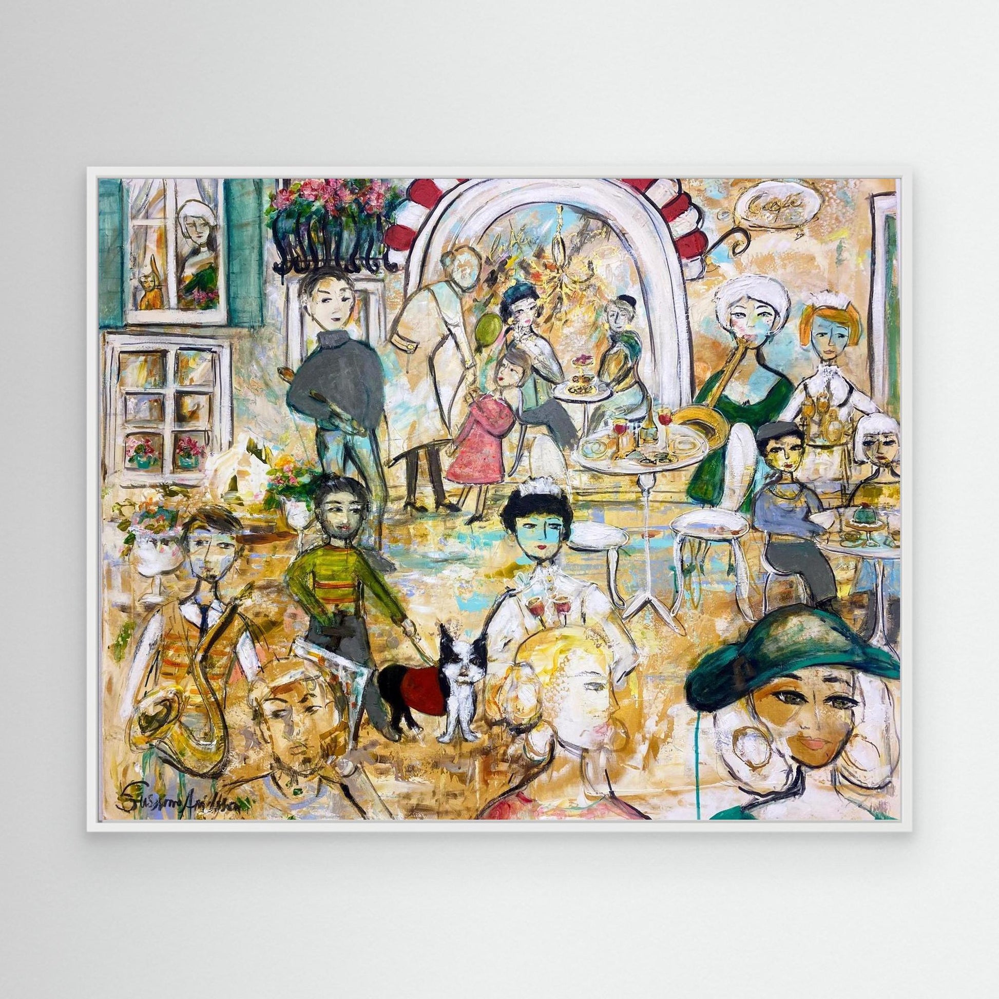 Canvastavla med ram - Jazz på torget