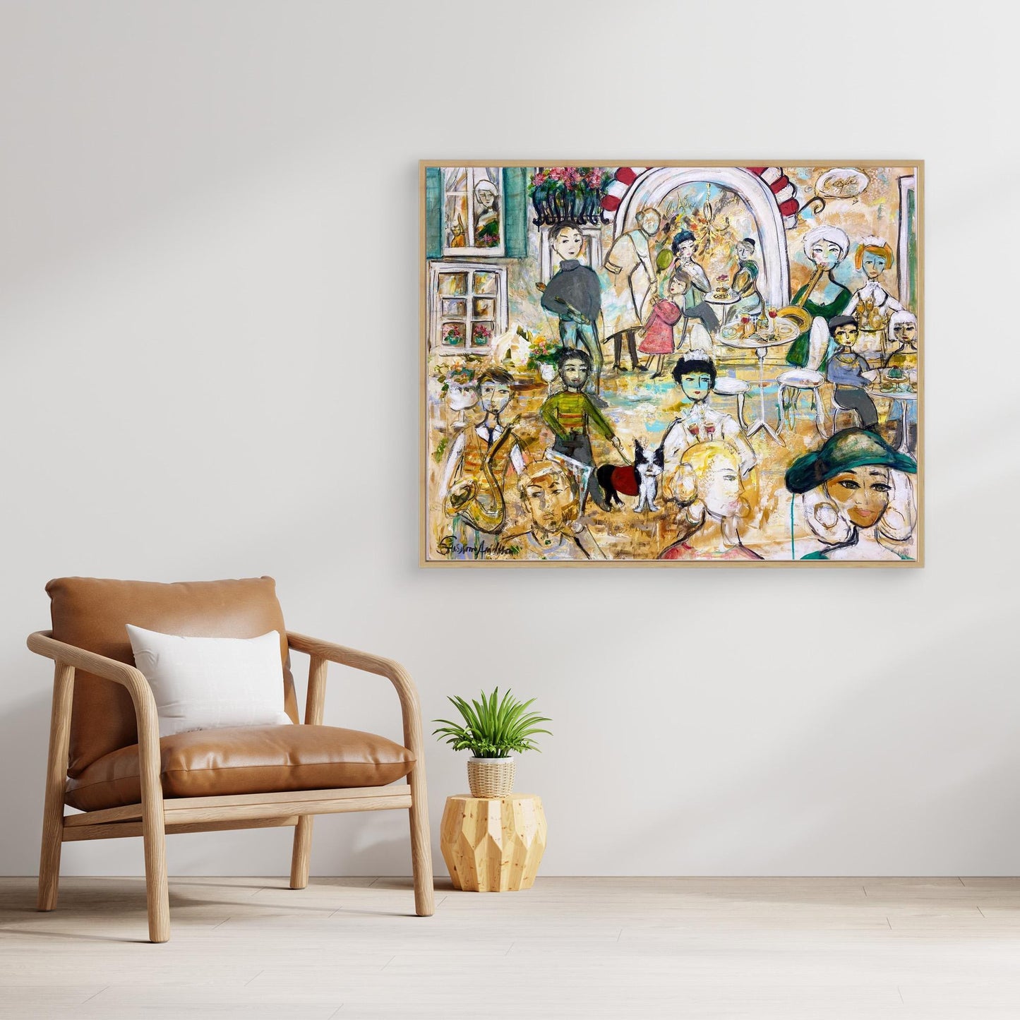 Canvastavla med ram - Jazz på torget