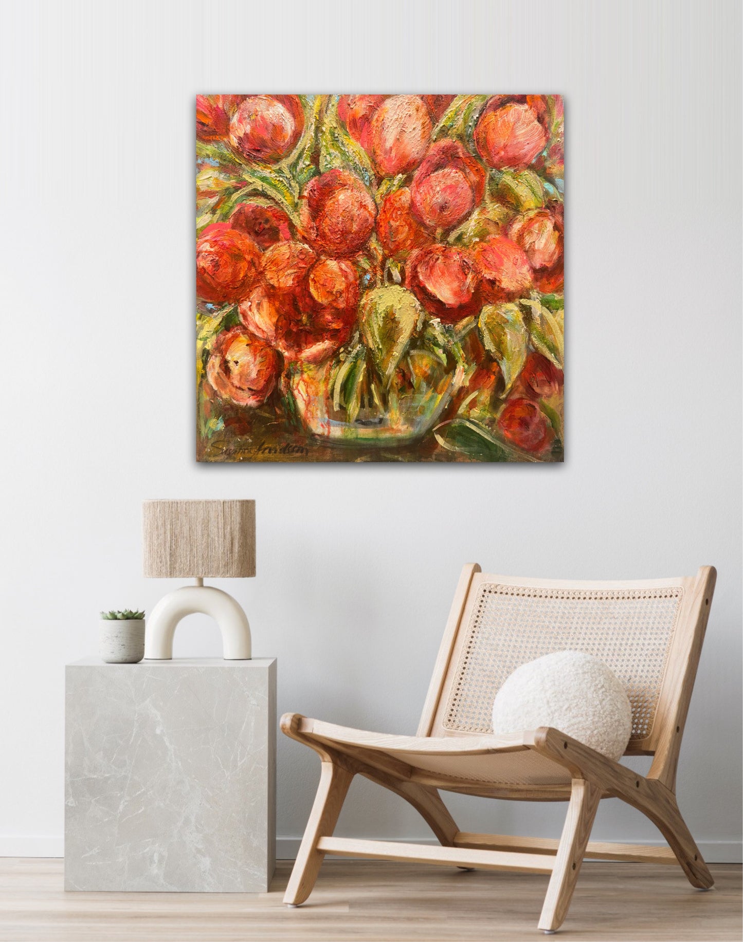 Handmålad tavla - Tulpaner