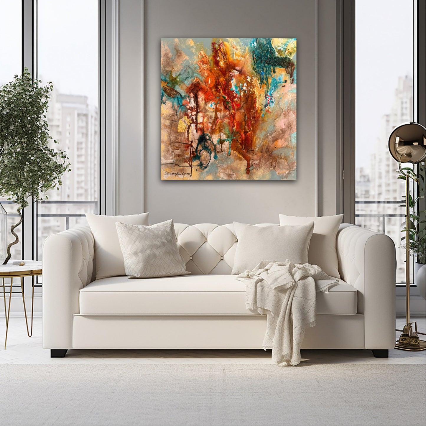 Abstrakt originalmålning 80 x 80 cm
