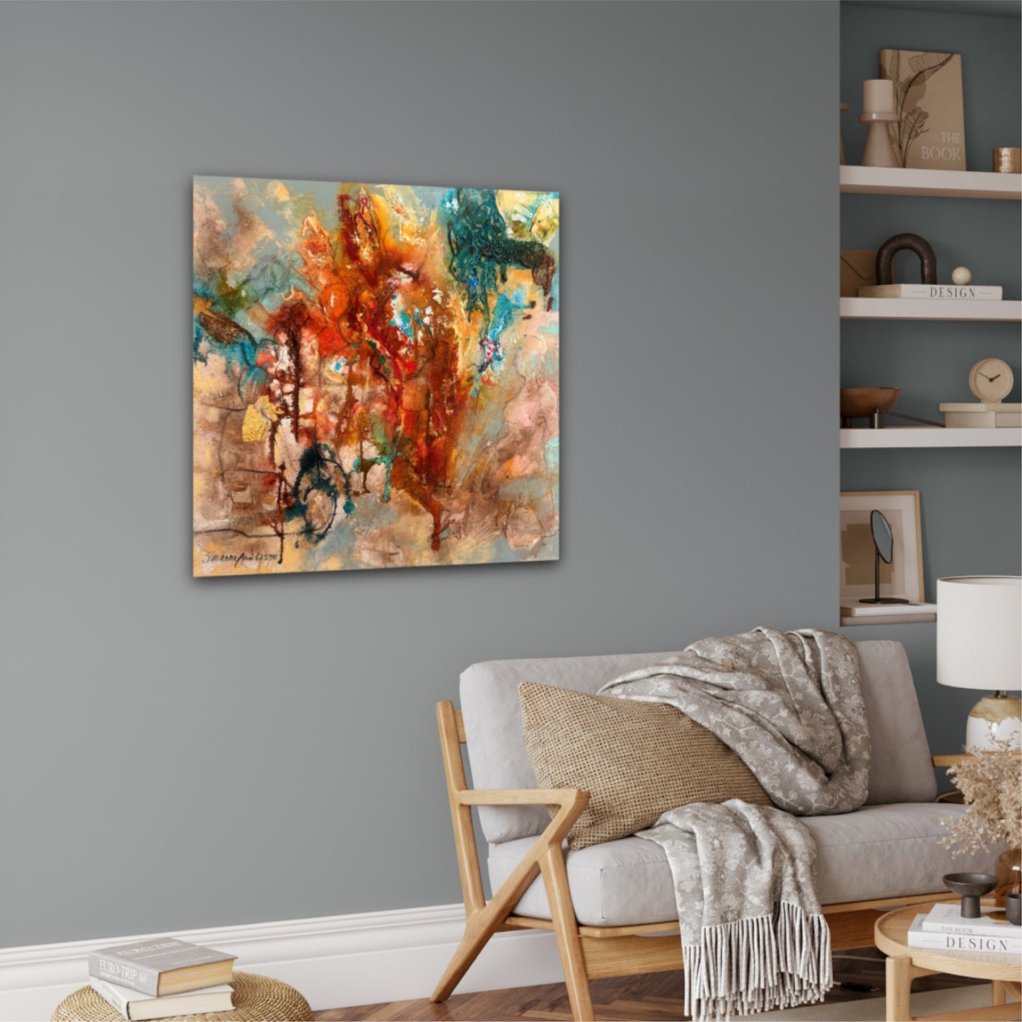 Abstrakt originalmålning 80 x 80 cm