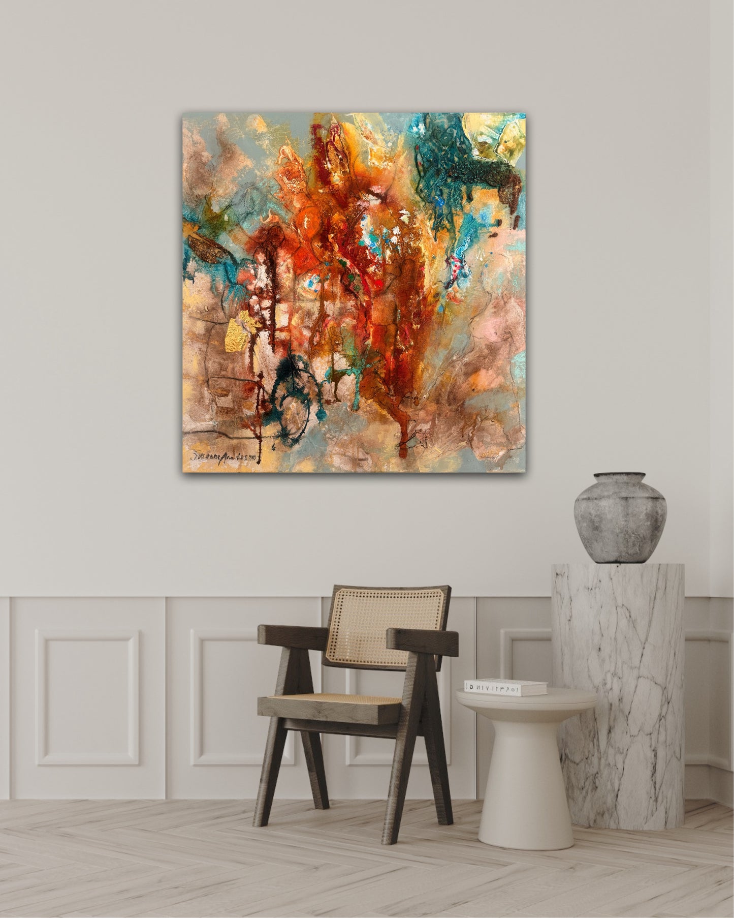 Abstrakt originalmålning 80 x 80 cm