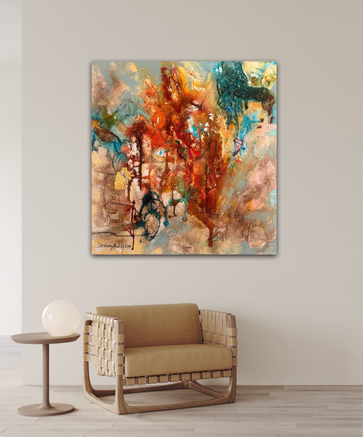 Abstrakt originalmålning 80 x 80 cm