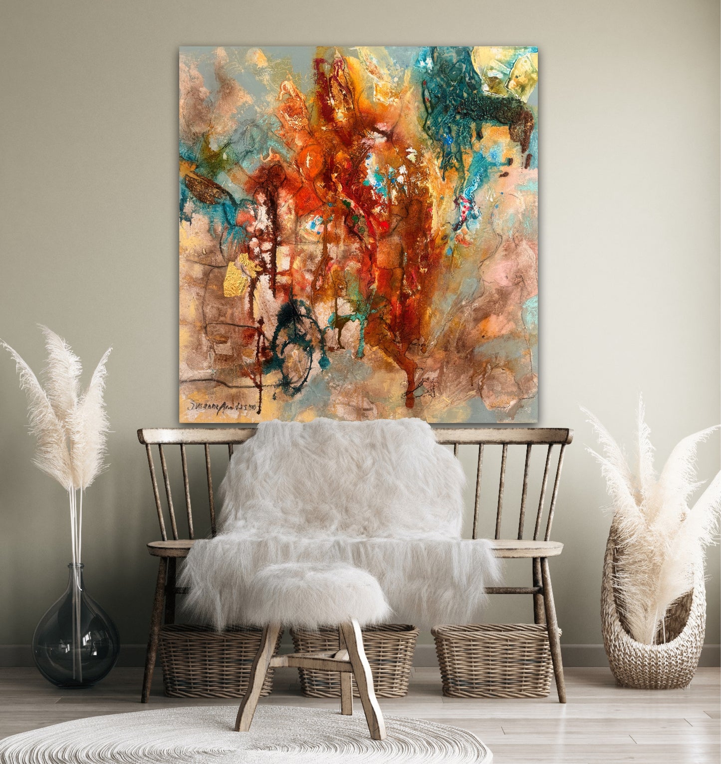 Abstrakt originalmålning 80 x 80 cm