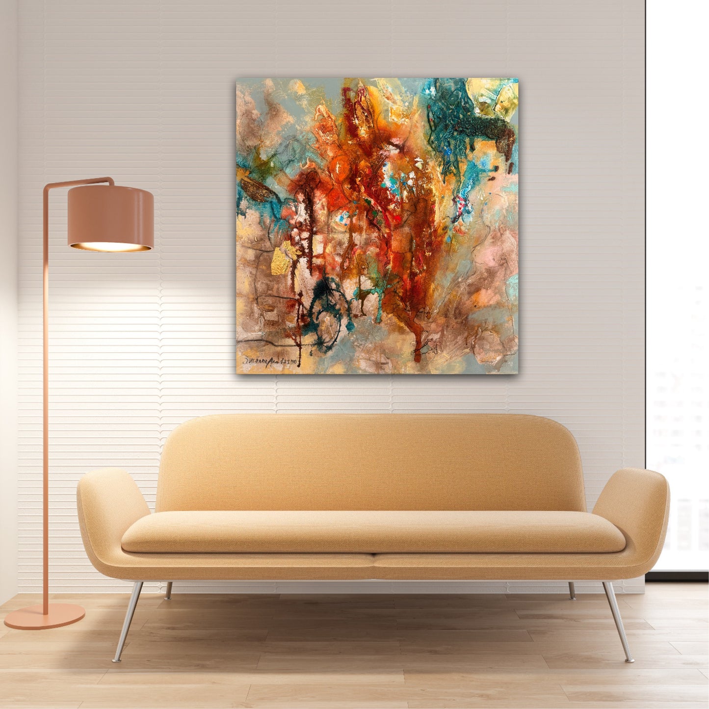 Abstrakt originalmålning 80 x 80 cm