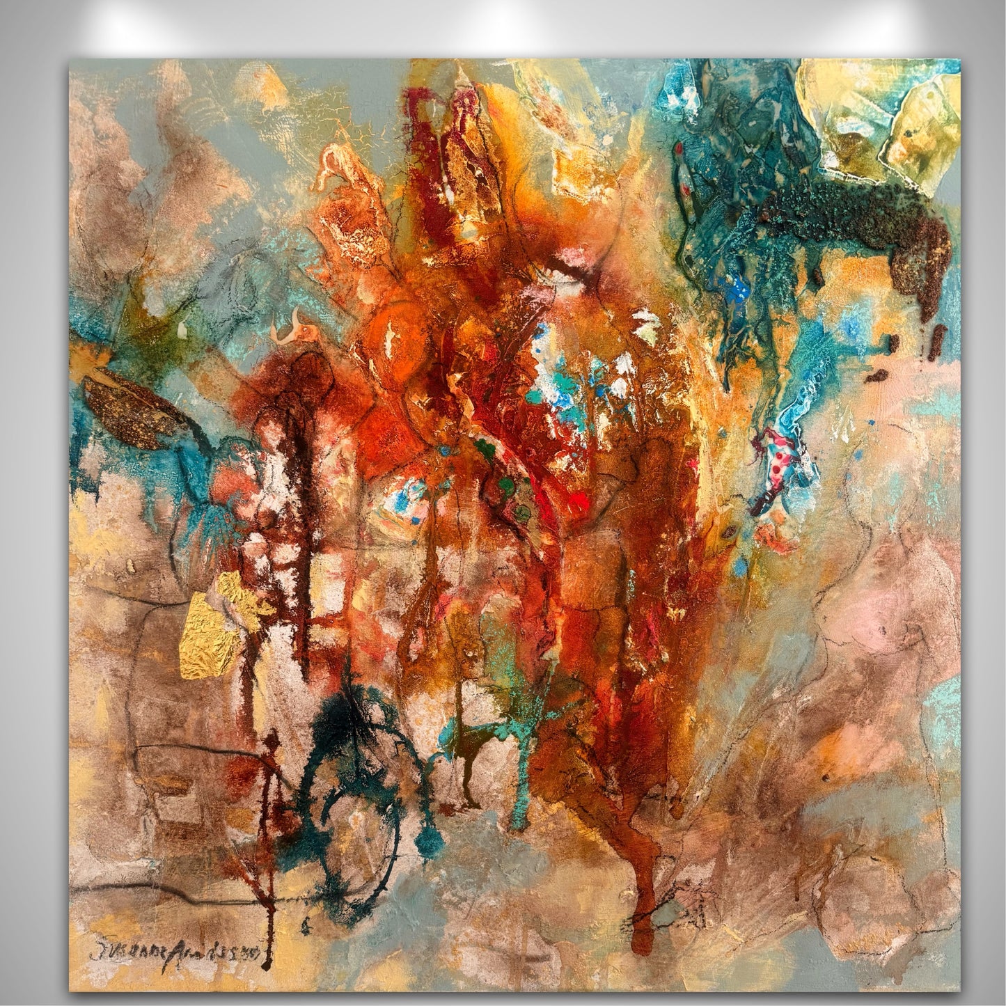 Abstrakt originalmålning 80 x 80 cm
