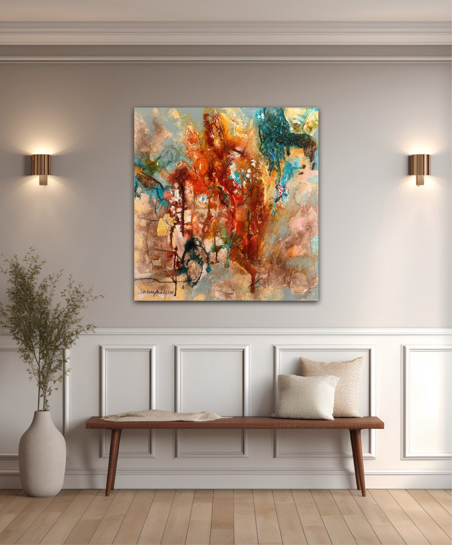 Abstrakt originalmålning 80 x 80 cm