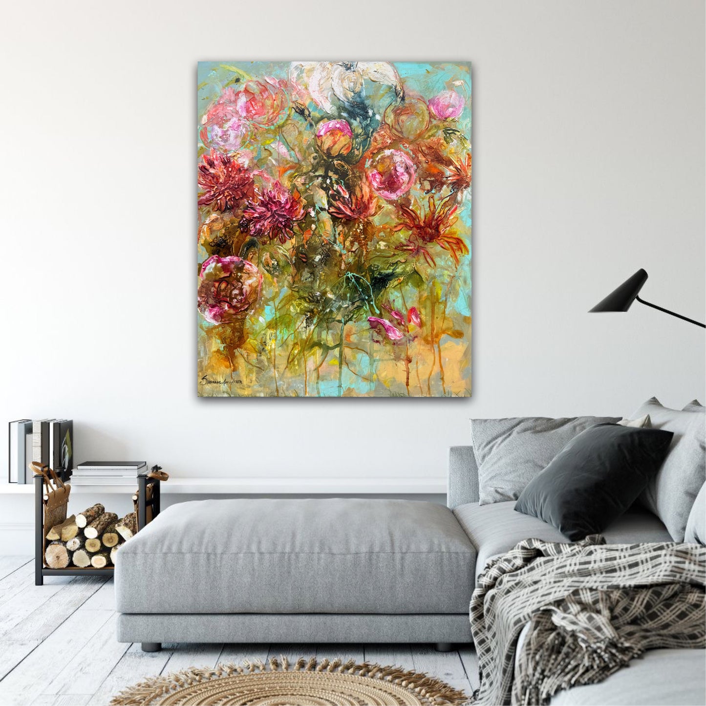 Färgglad original målning - modern konst