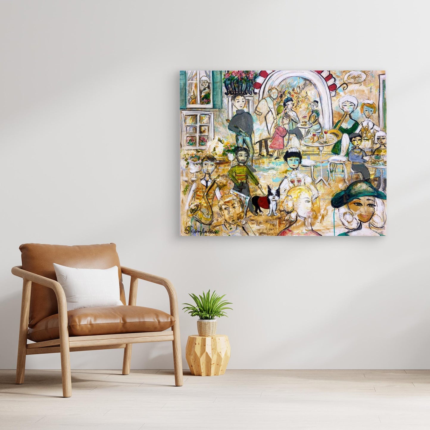 Canvastavla med ram - Jazz på torget