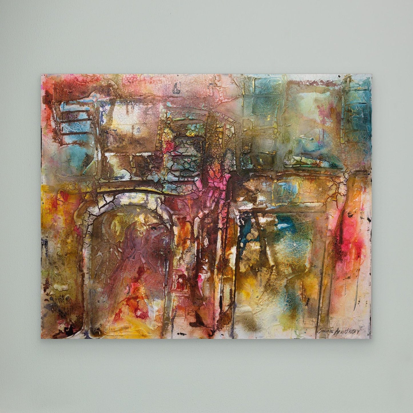 Abstrakt färgsprakande konst – tryck på canvas i stora storlekar