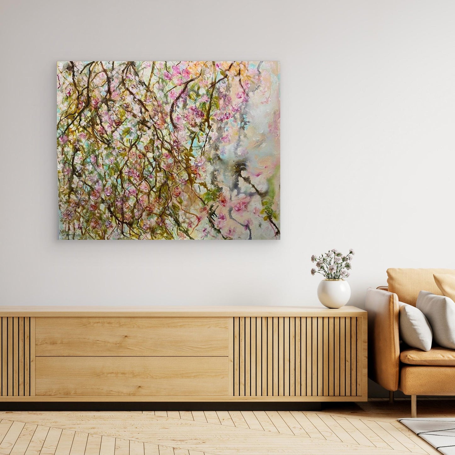 Blommande Grenar – konsttryck på canvas med ljus vårkänsla