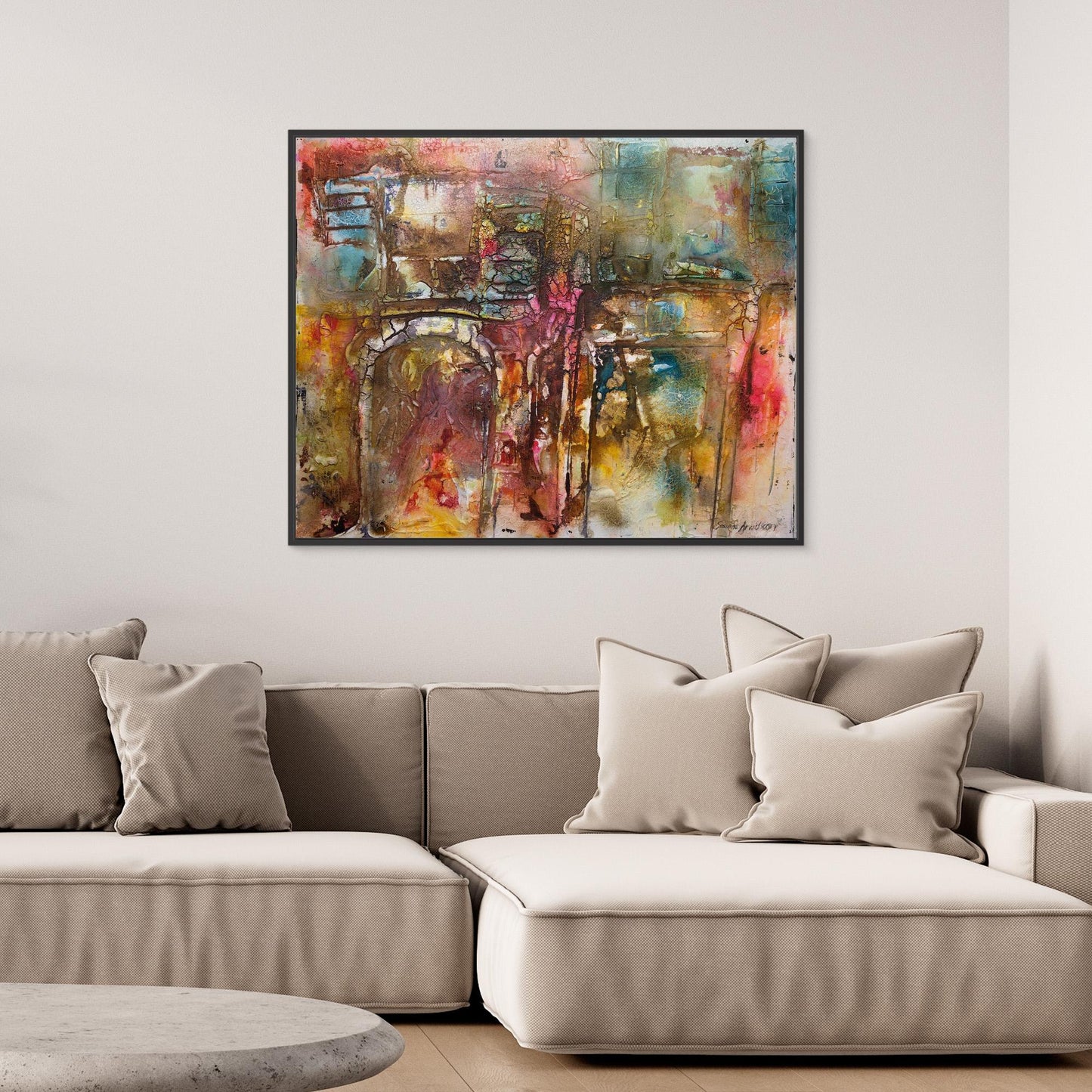 Abstrakt färgsprakande konst – tryck på canvas i stora storlekar