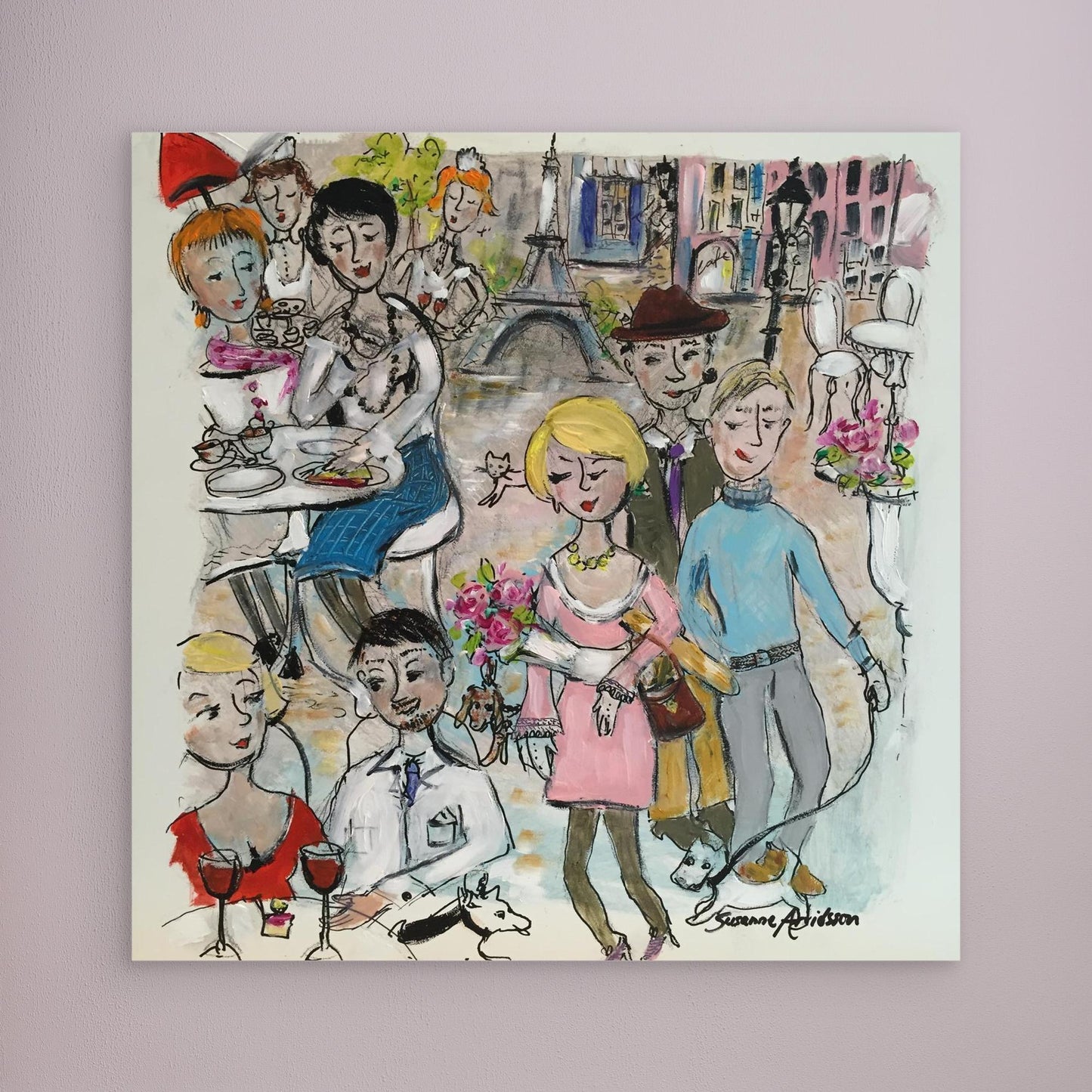Konsttryck på canvas - Paris – en naivistisk vy