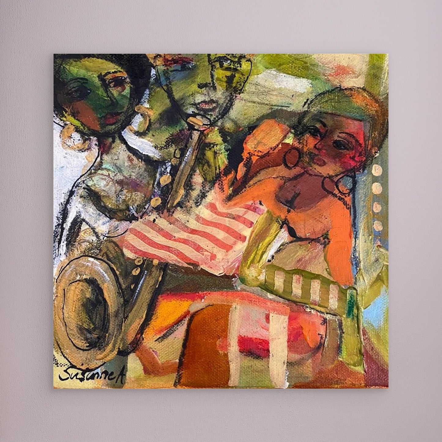 Konsttryck på duk - Jazzkväll på baren