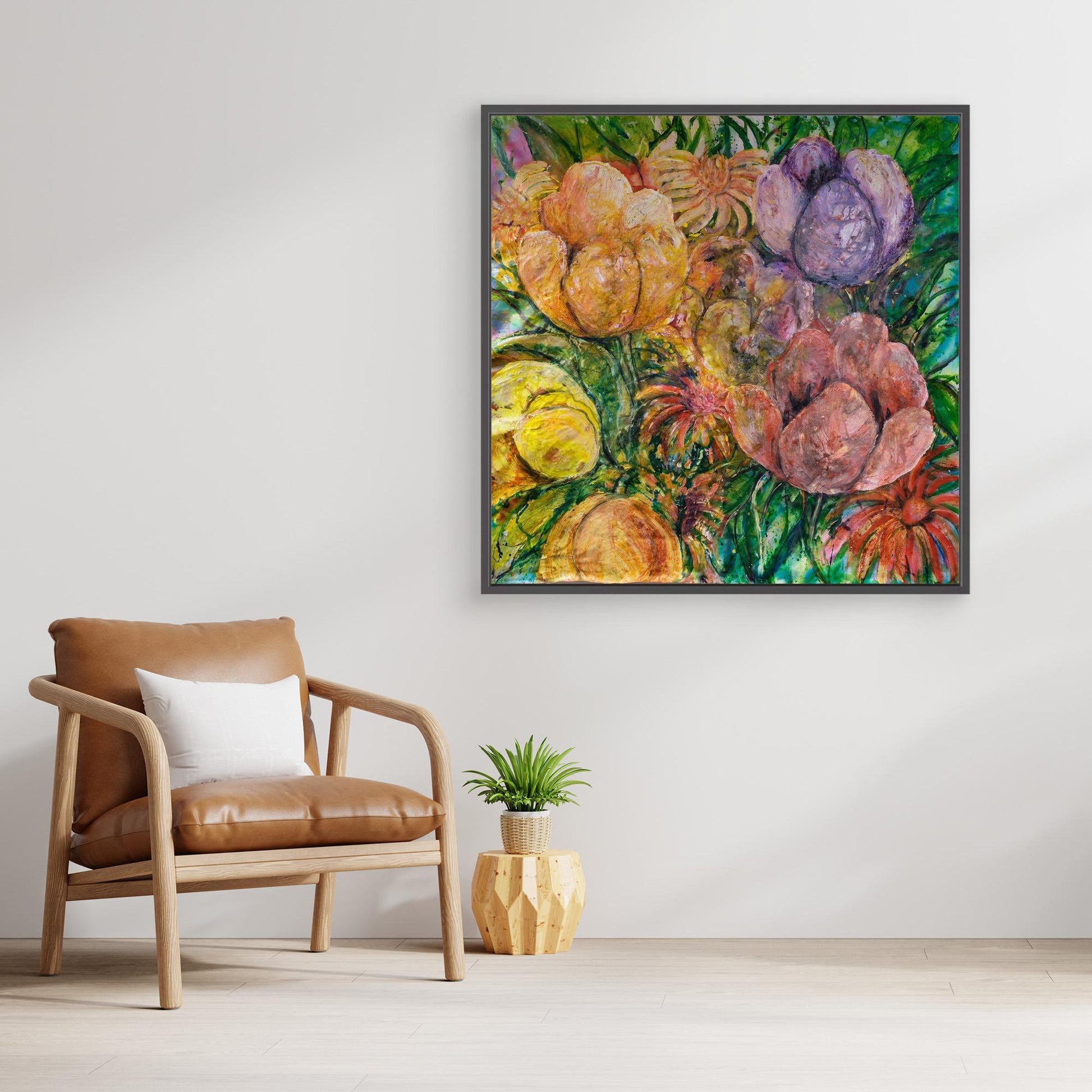 Abstrakt blomsterkonst – färgsprakande tryck på canvas