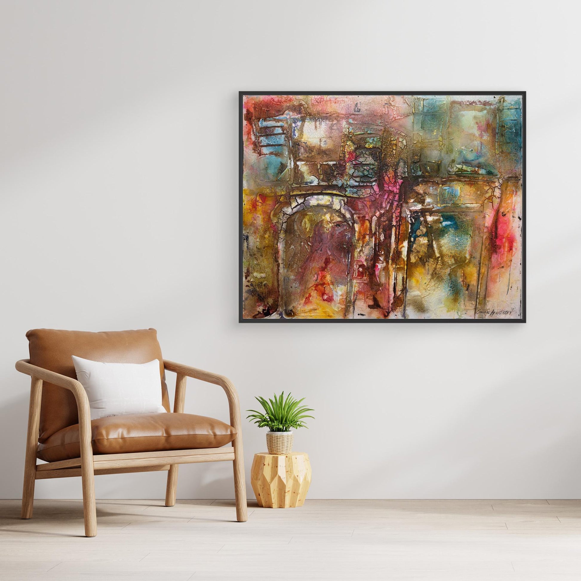 Abstrakt färgsprakande konst – tryck på canvas i stora storlekar