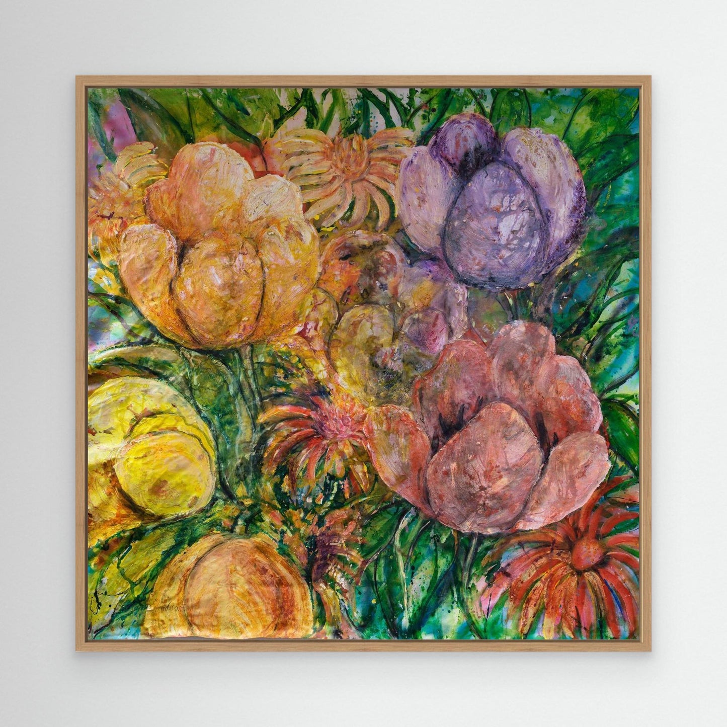 Abstrakt blomsterkonst – färgsprakande tryck på canvas