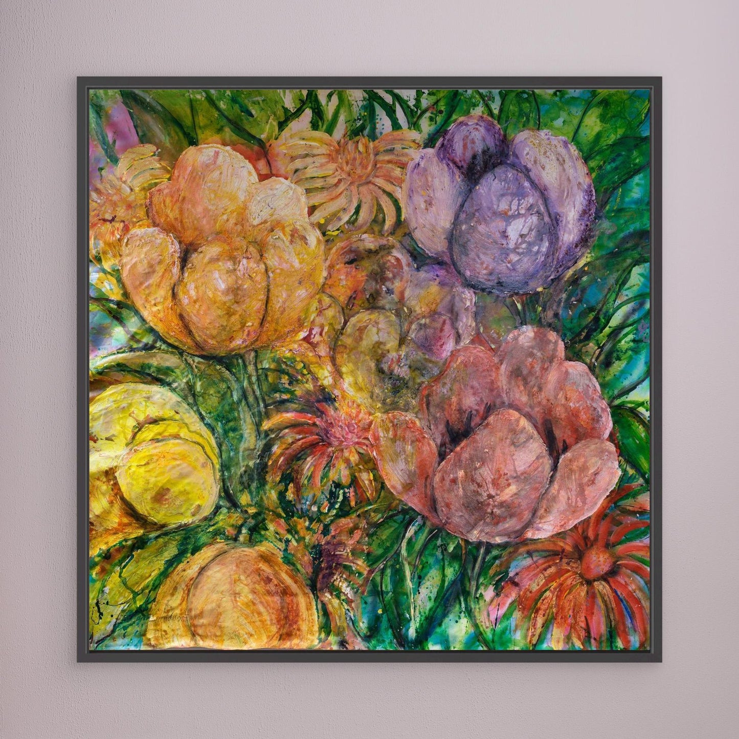 Abstrakt blomsterkonst – färgsprakande tryck på canvas