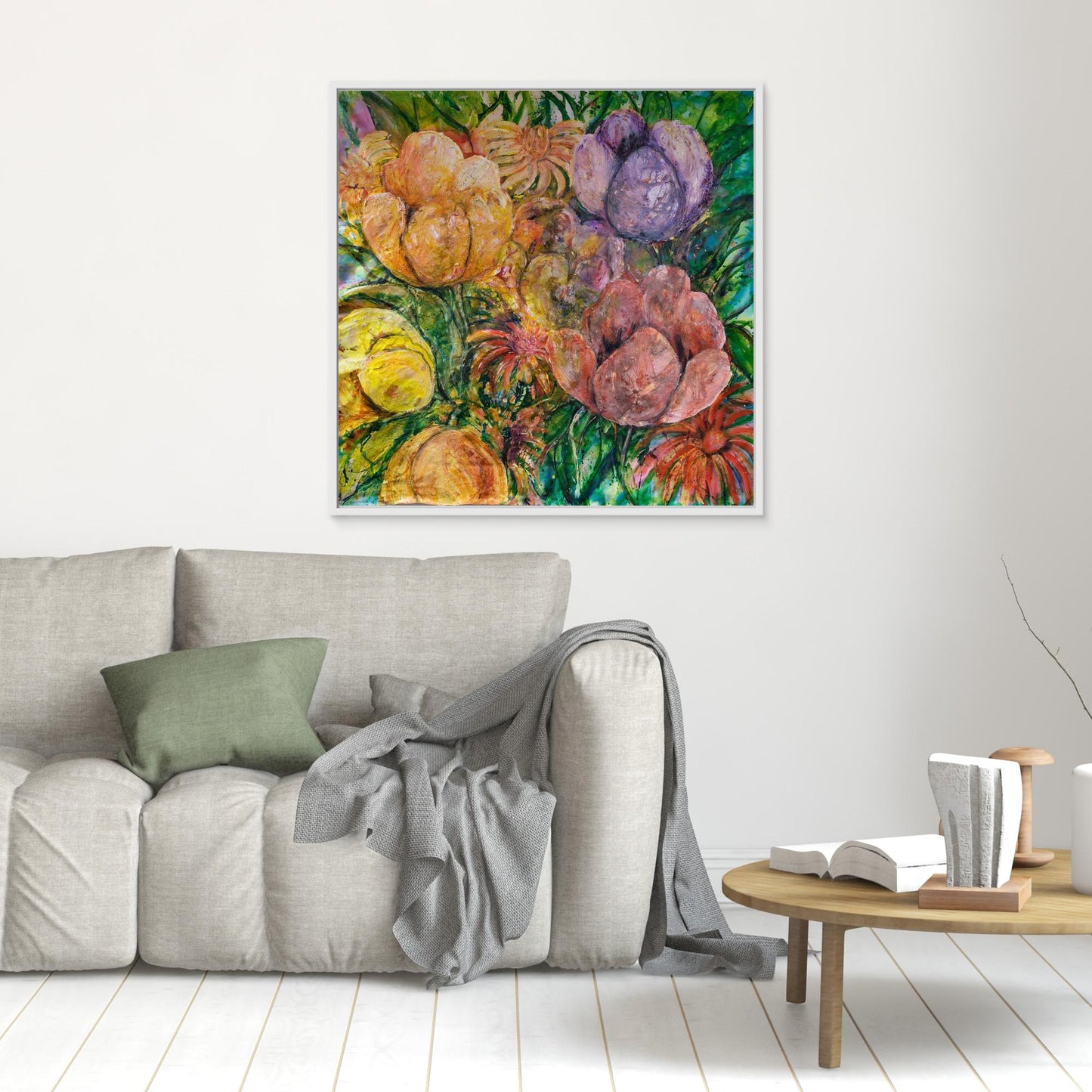 Abstrakt blomsterkonst – färgsprakande tryck på canvas