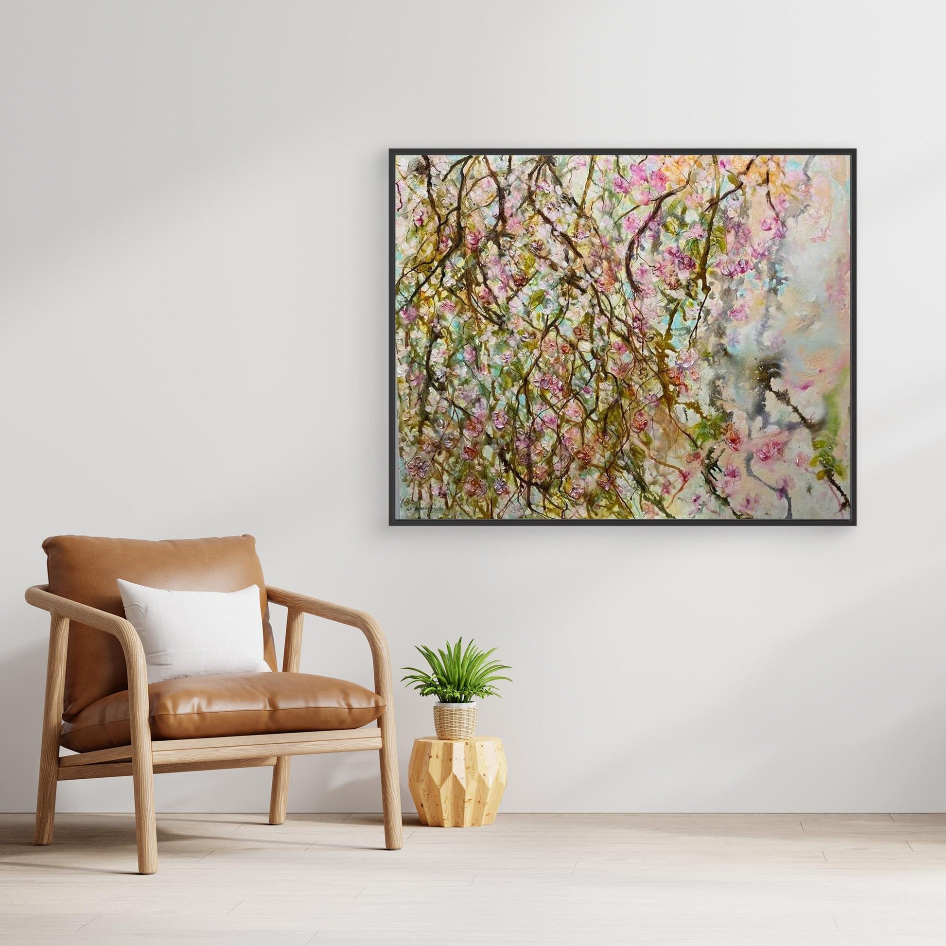 Blommande Grenar – konsttryck på canvas med ljus vårkänsla