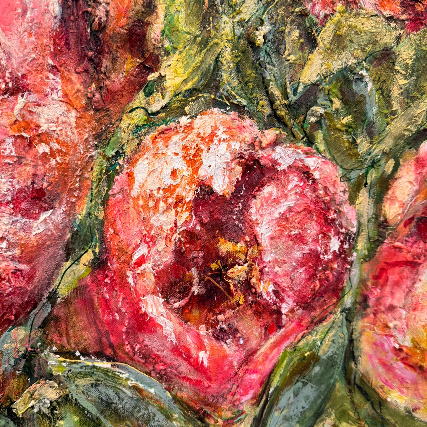 Stor tavla - färgglad originalmålning - Flower
