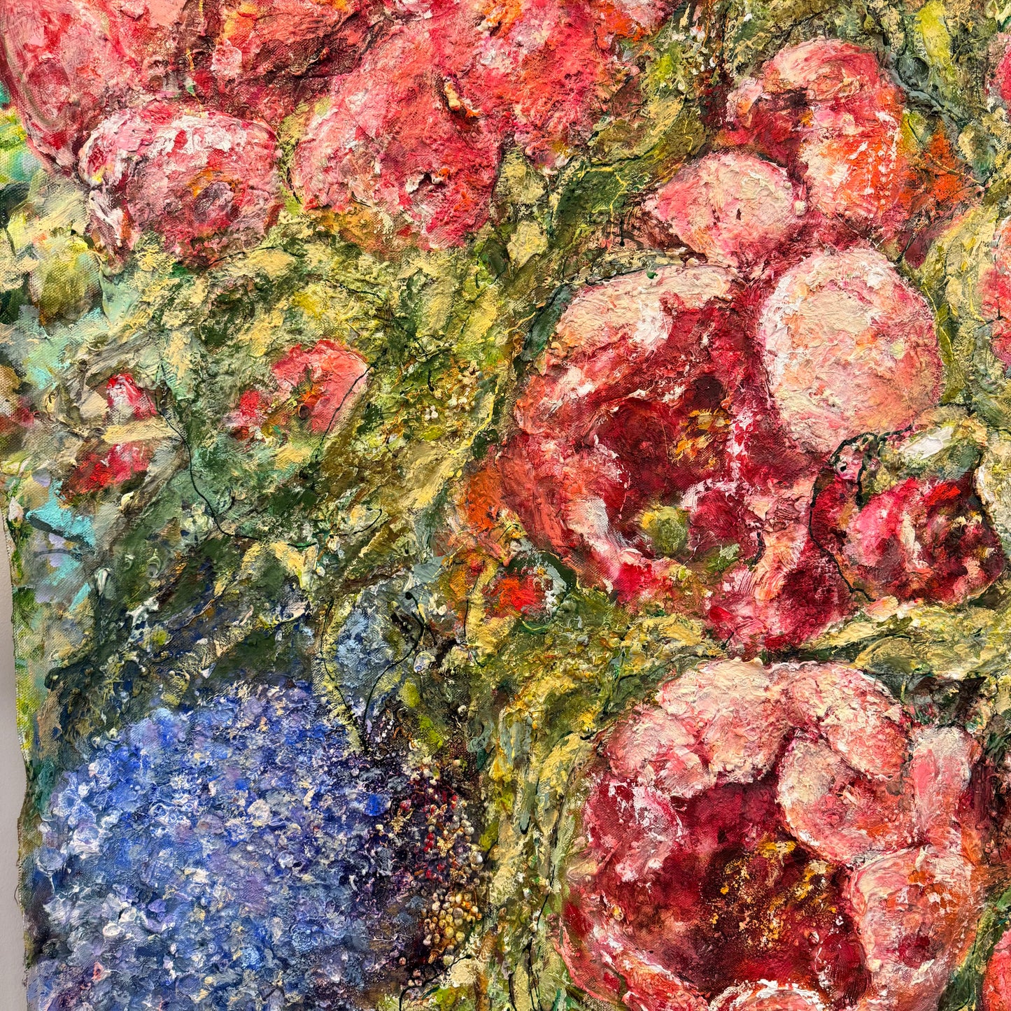 Stor tavla - färgglad originalmålning - Flower