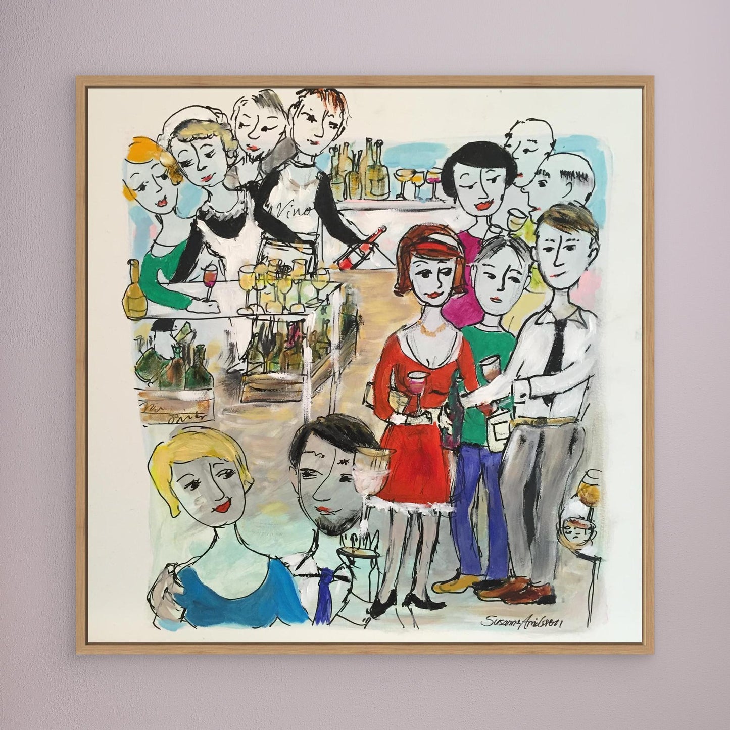 Konsttryck på duk - Vinprovning i färg och glädje