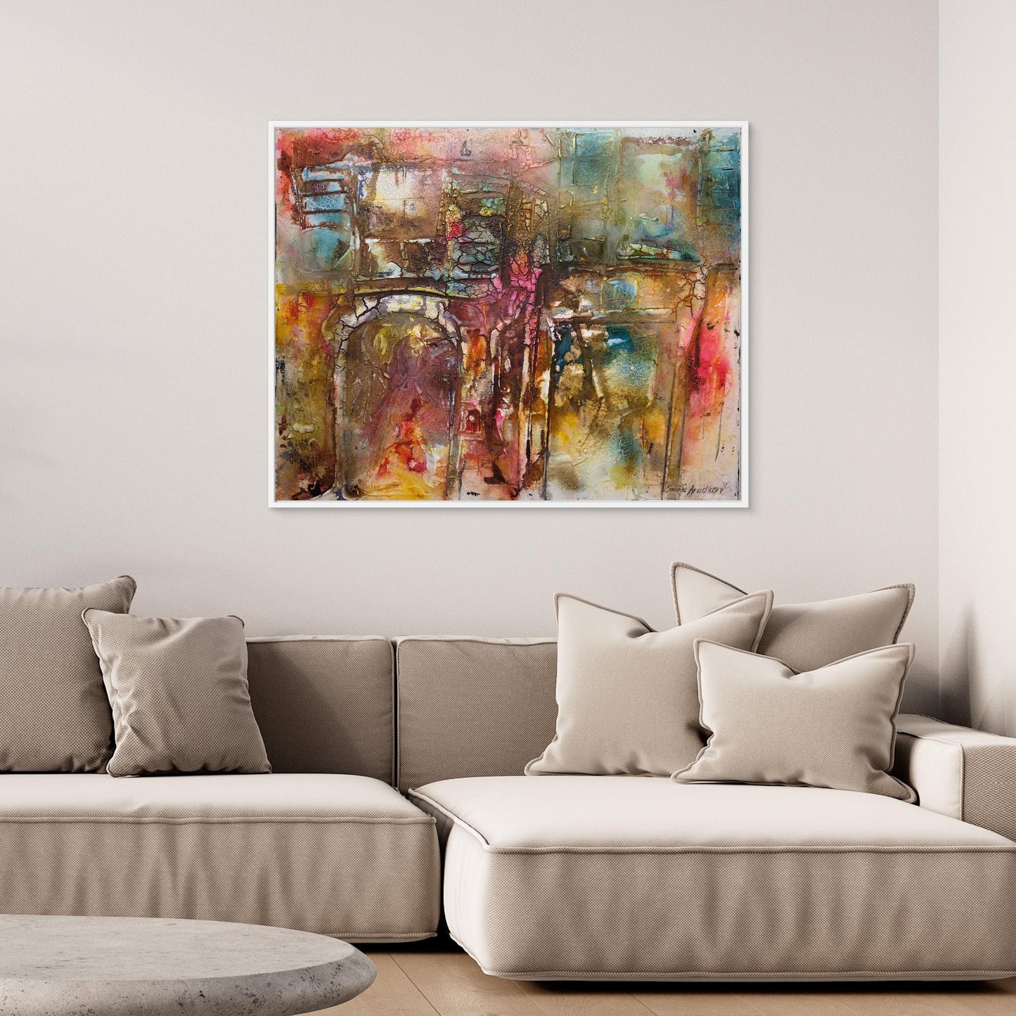 Abstrakt färgsprakande konst – tryck på canvas i stora storlekar