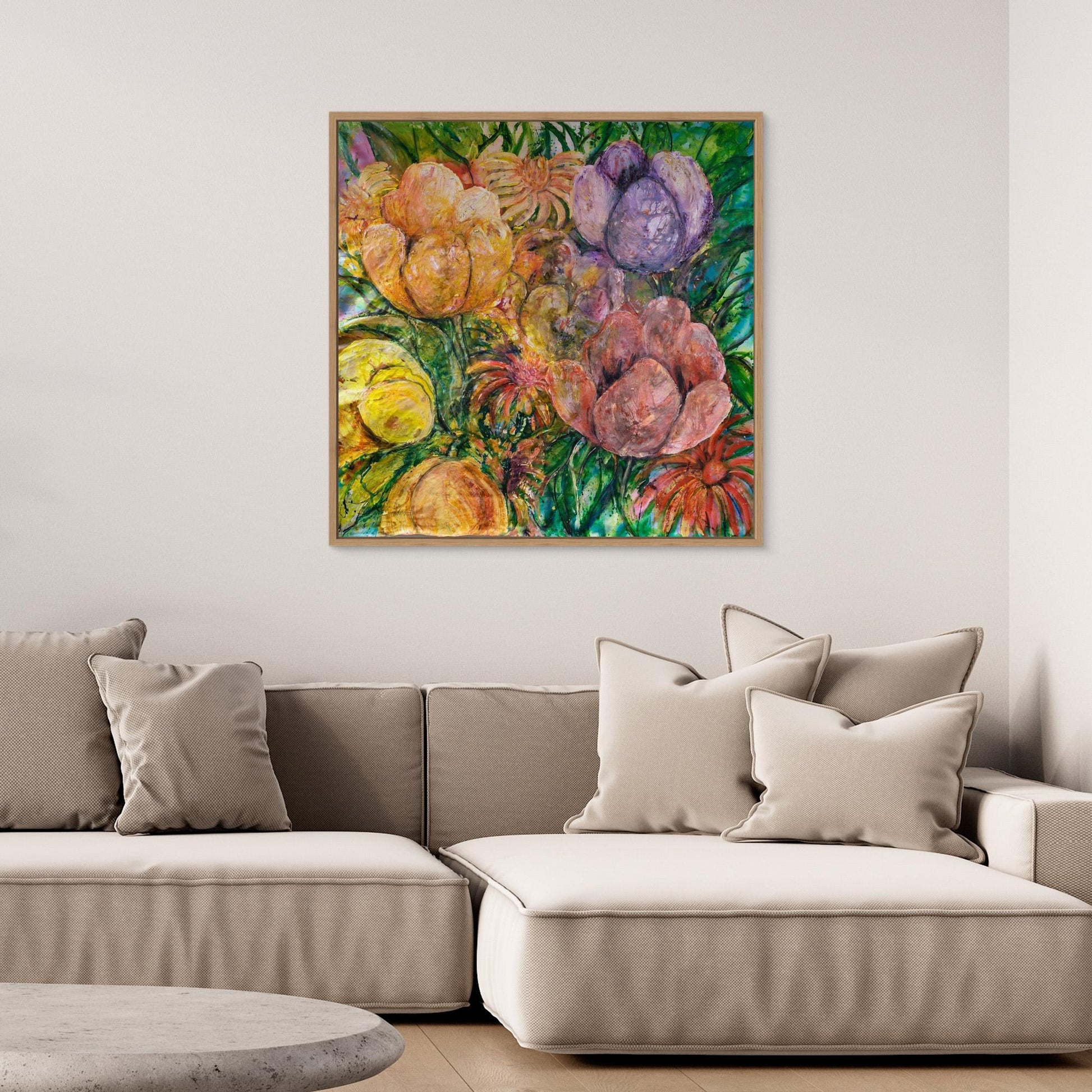 Abstrakt blomsterkonst – färgsprakande tryck på canvas