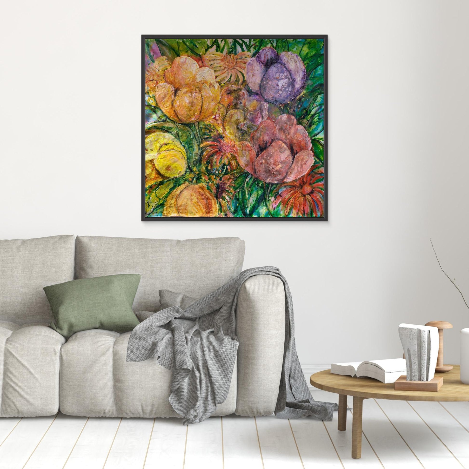 Abstrakt blomsterkonst – färgsprakande tryck på canvas