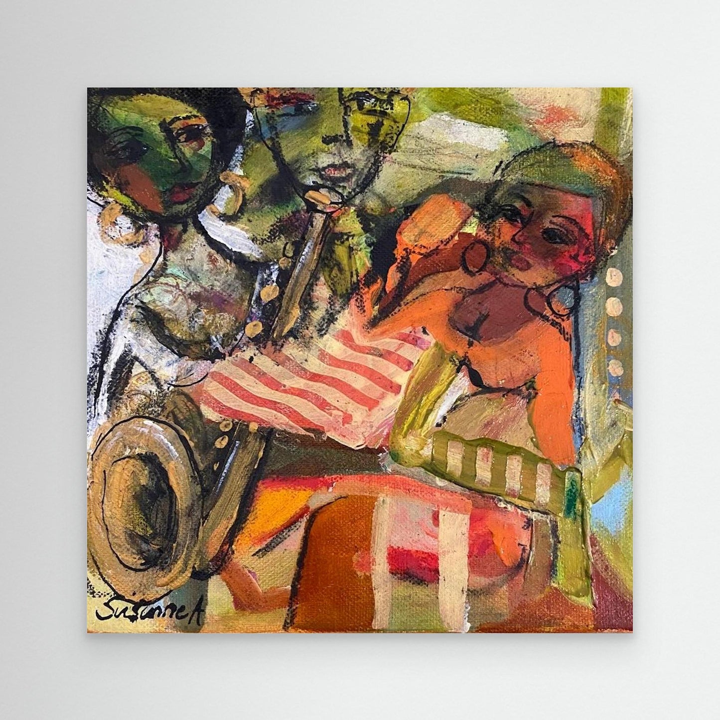 Konsttryck på duk - Jazzkväll på baren