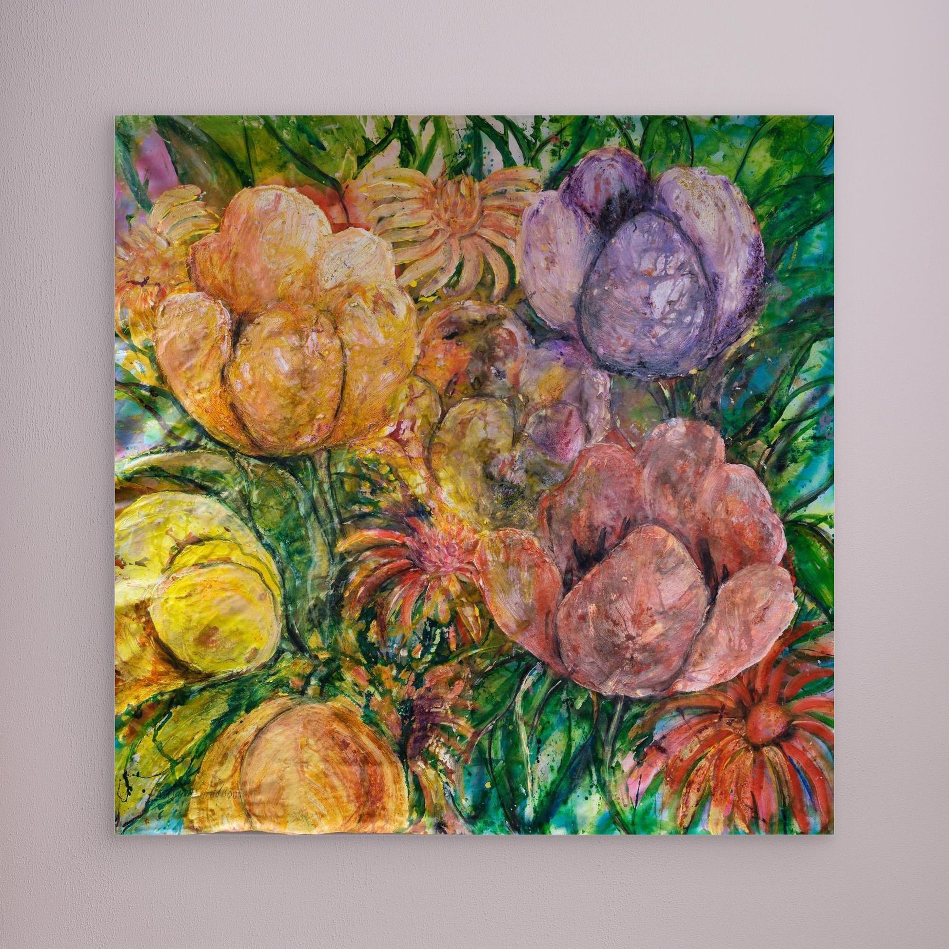 Abstrakt blomsterkonst – färgsprakande tryck på canvas