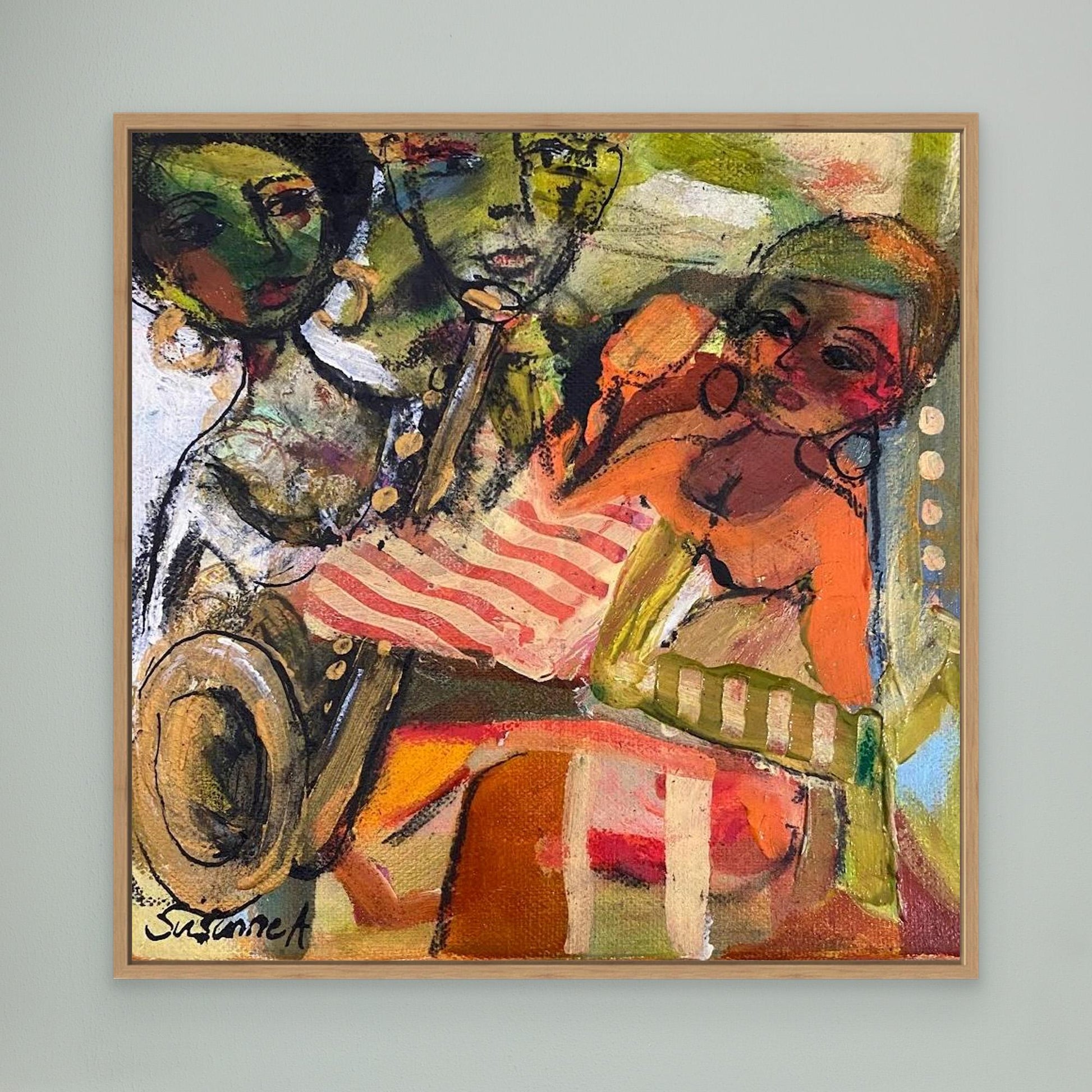 Konsttryck på duk - Jazzkväll på baren