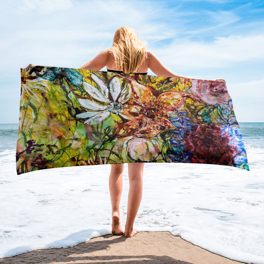Badlakan Badhandduk - Sommar blommor - design Susanne Arvidsson