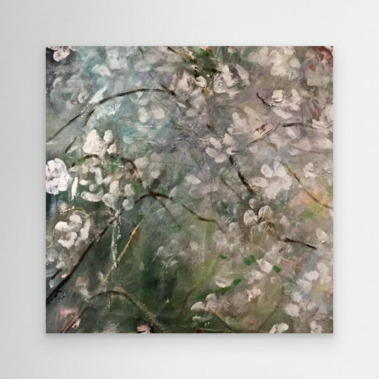 Blomsterdis II – konsttryck på duk i mjuka naturtoner