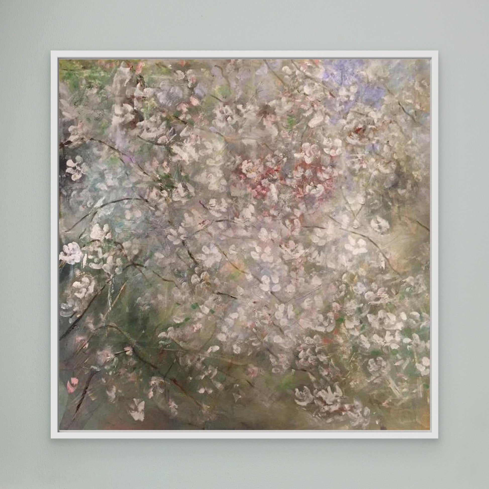 Blomsterdis – konsttryck på canvas med mjuk vårkänsla körsbärsblommande grenar