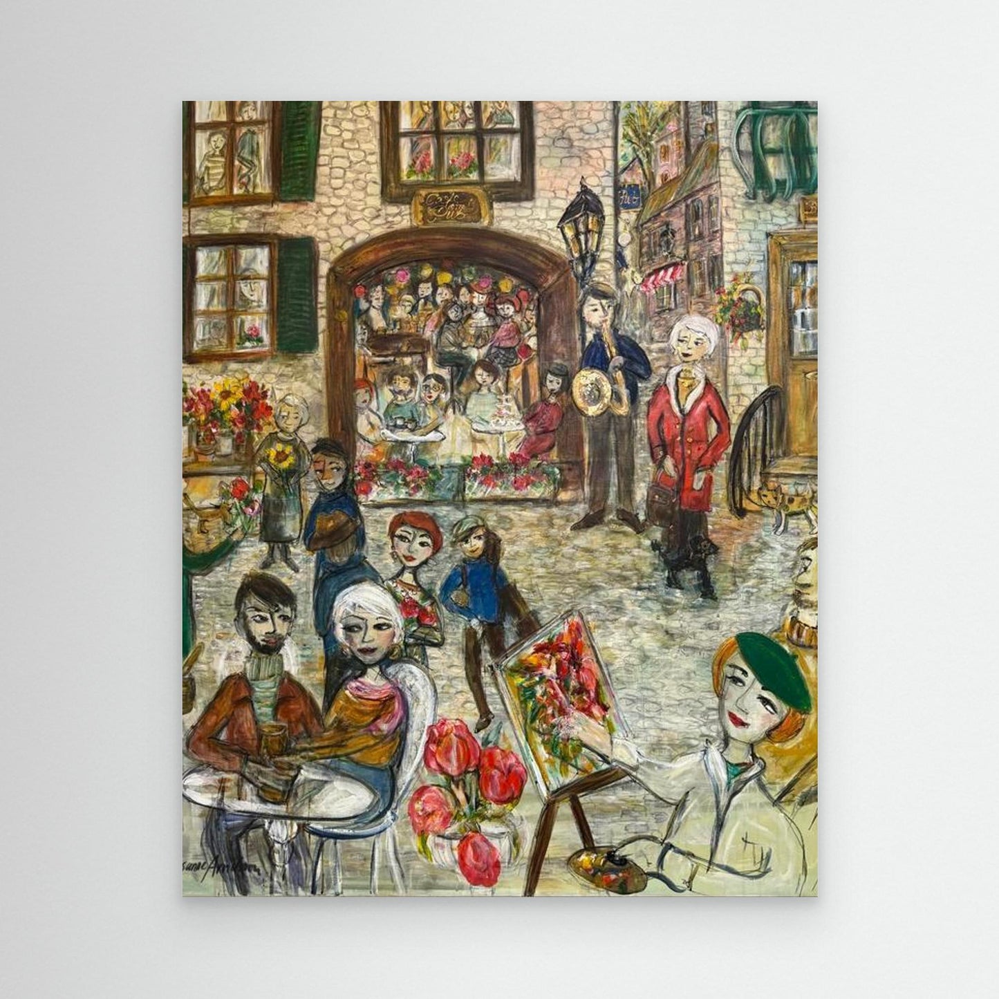 Country village - canvasprints -naivistisk konst