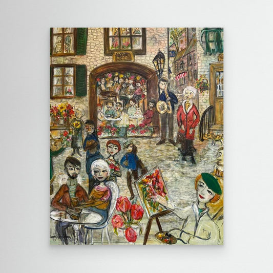 Country village - canvasprints -naivistisk konst