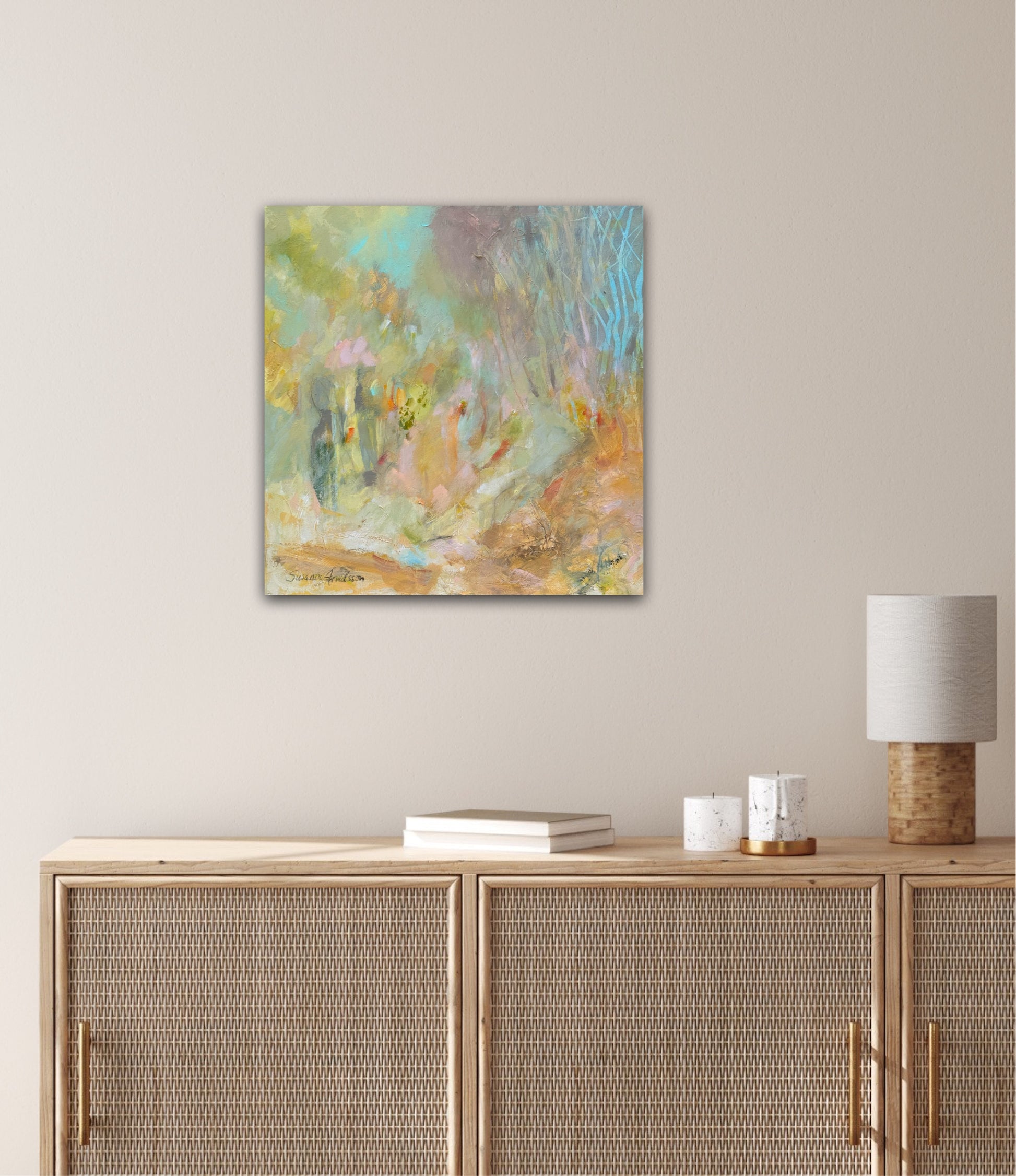 Inredning med Drömskt abstrakt landskap – originalmålning av Susanne Arvidsson