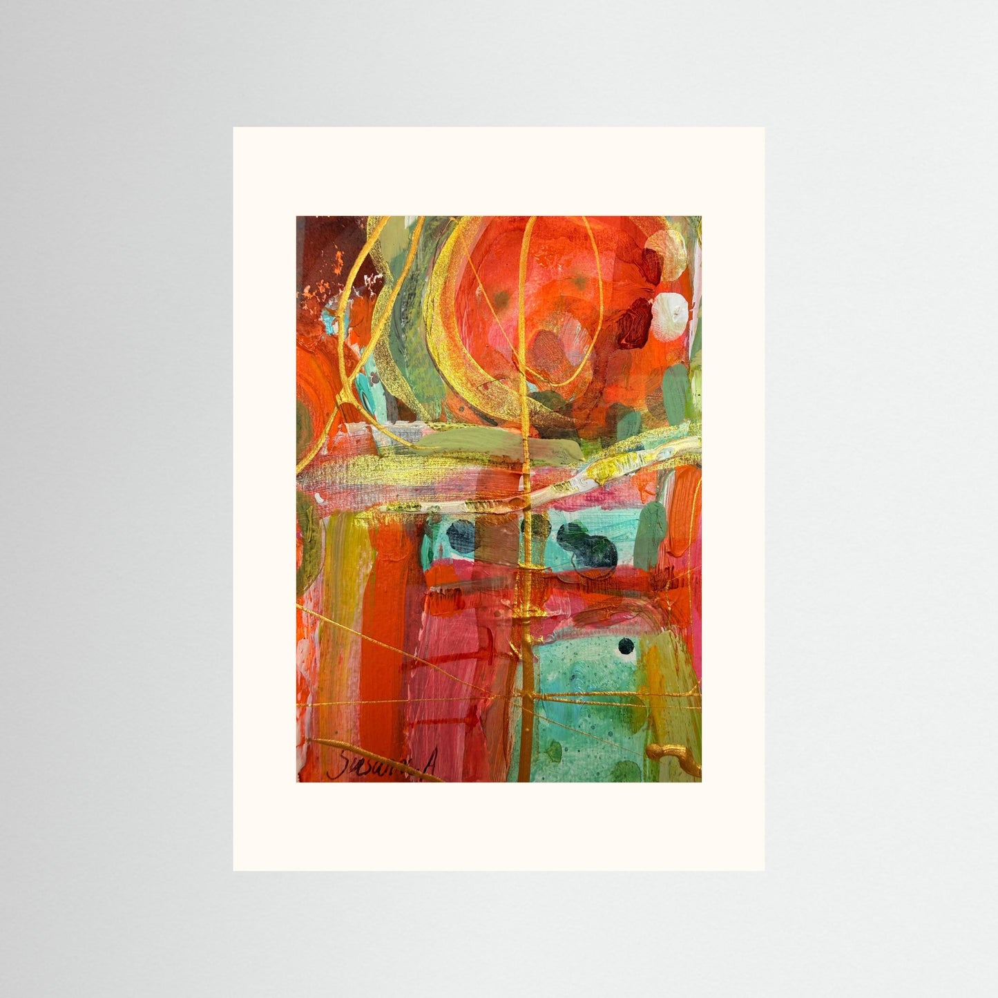 Fine Art Print- Abstrakt landskap - När ljuset leker med vit passpartout