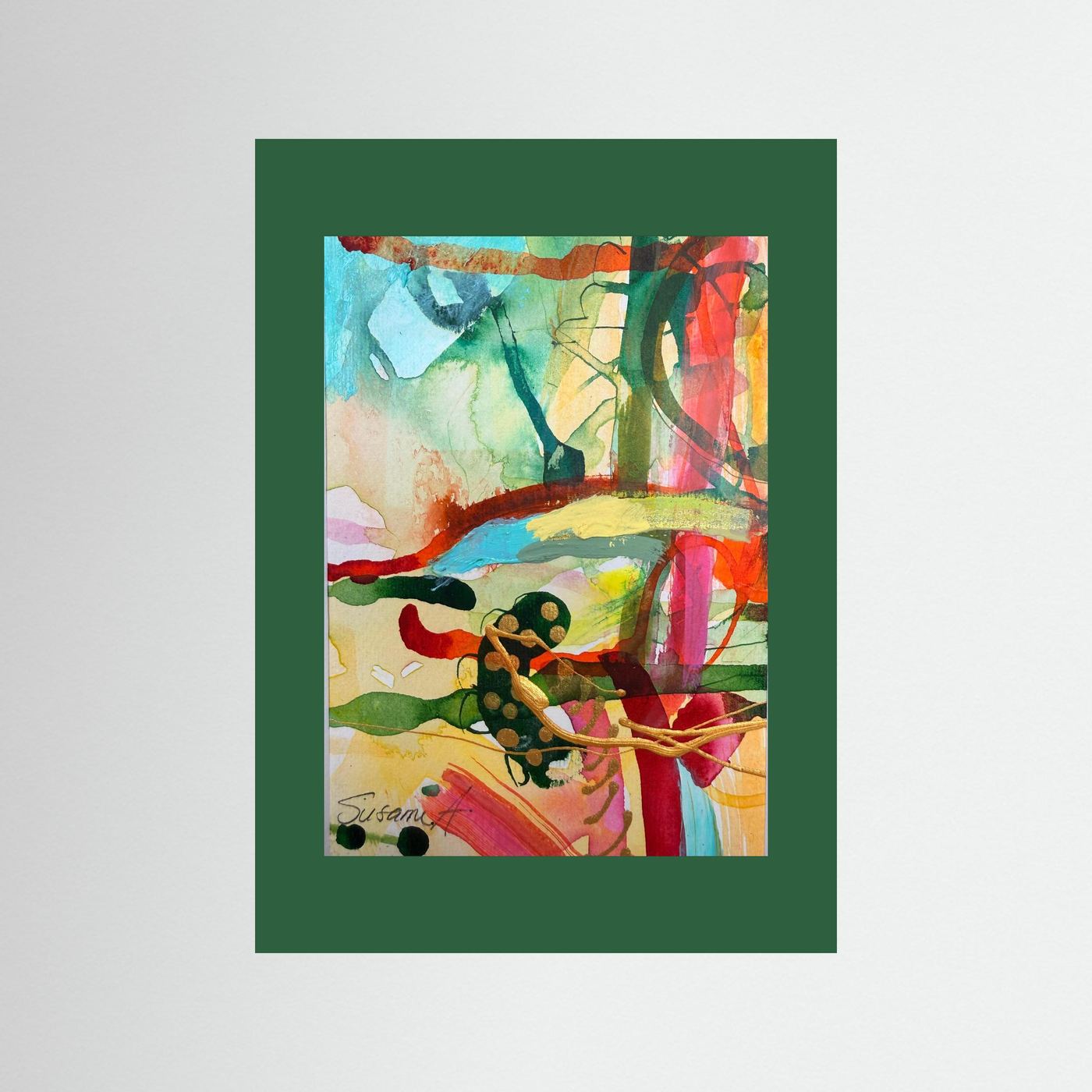 Grön tavla Fine Art Print - abstrakt landskap- Ljusets Stig 