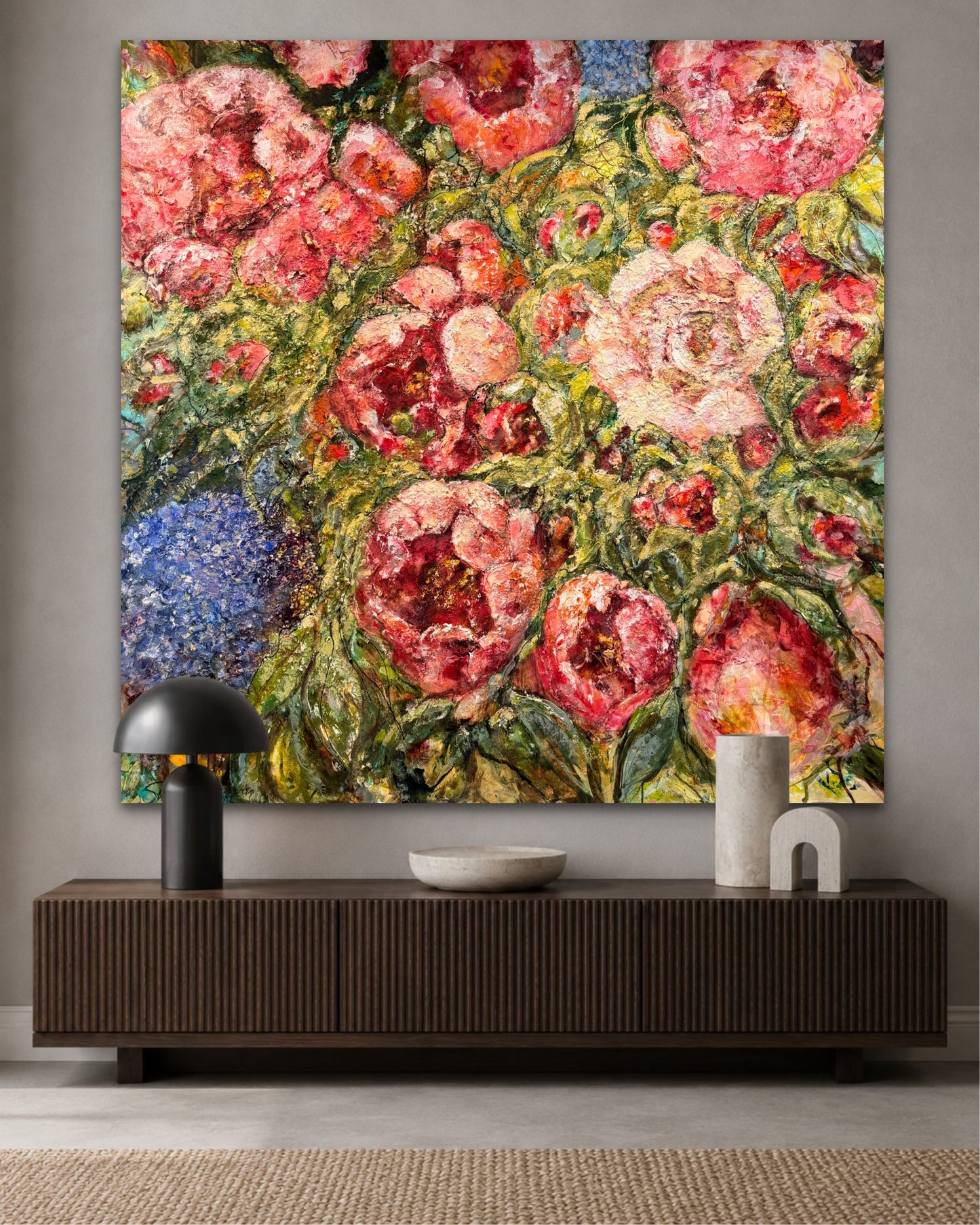 Stor tavla - färgglad originalmålning - Flower