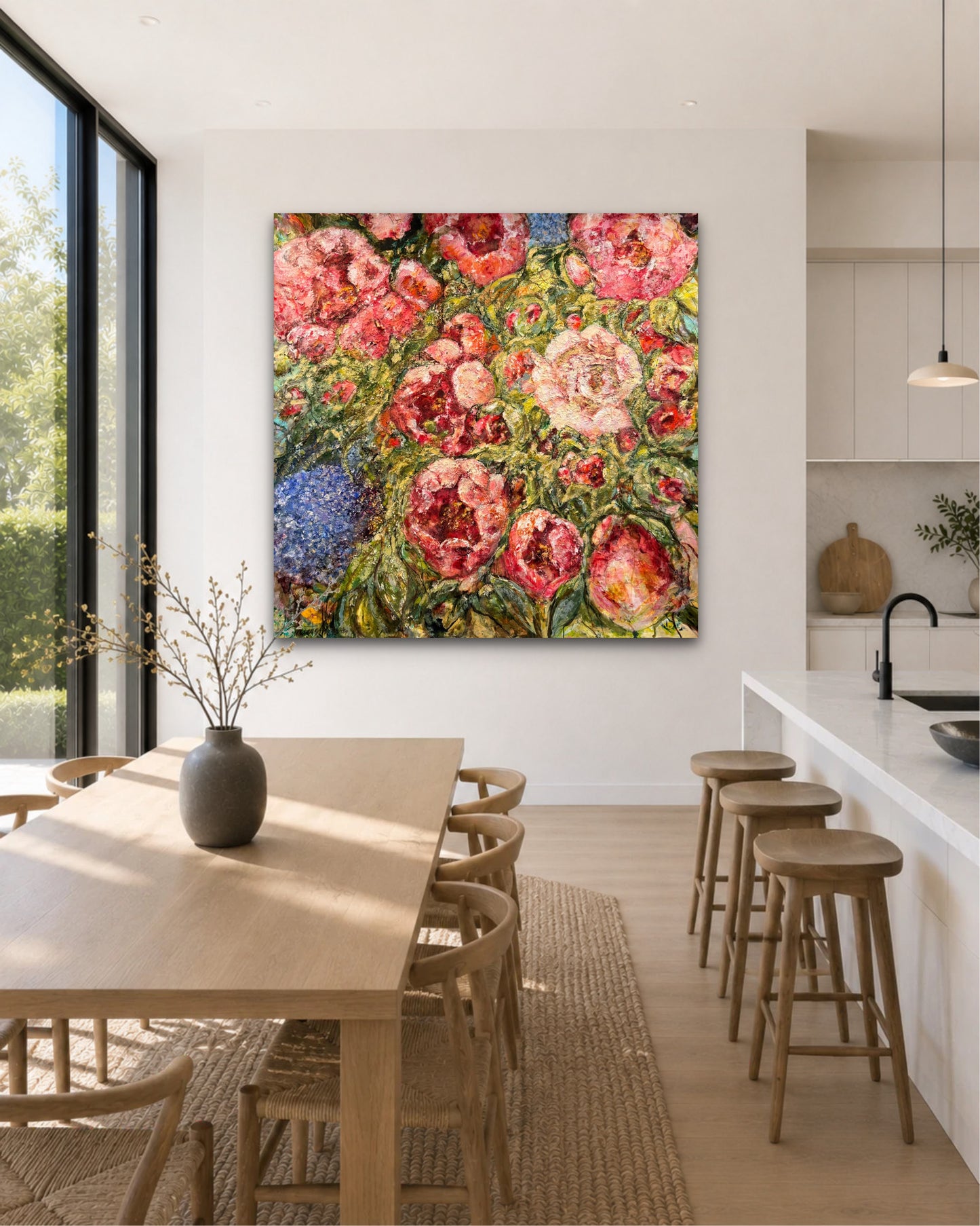Stor tavla - färgglad originalmålning - Flower