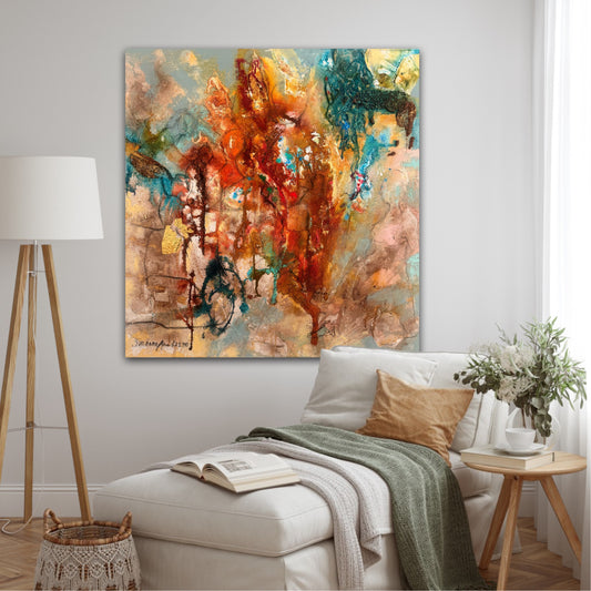 Abstrakt originalmålning 80 x 80 cm