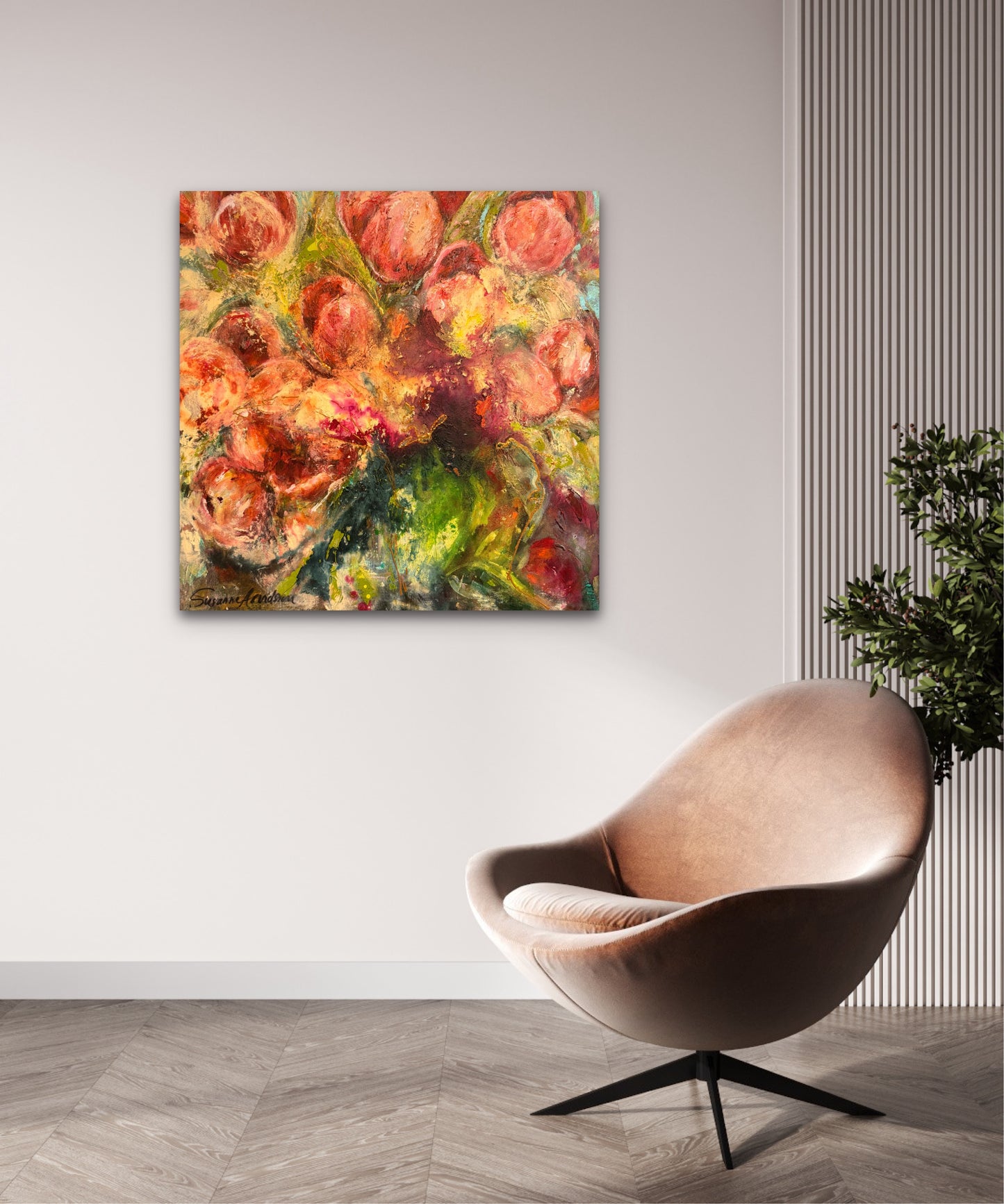 Originalmålning – När tulpanerna blommar, 80 x 80 cm