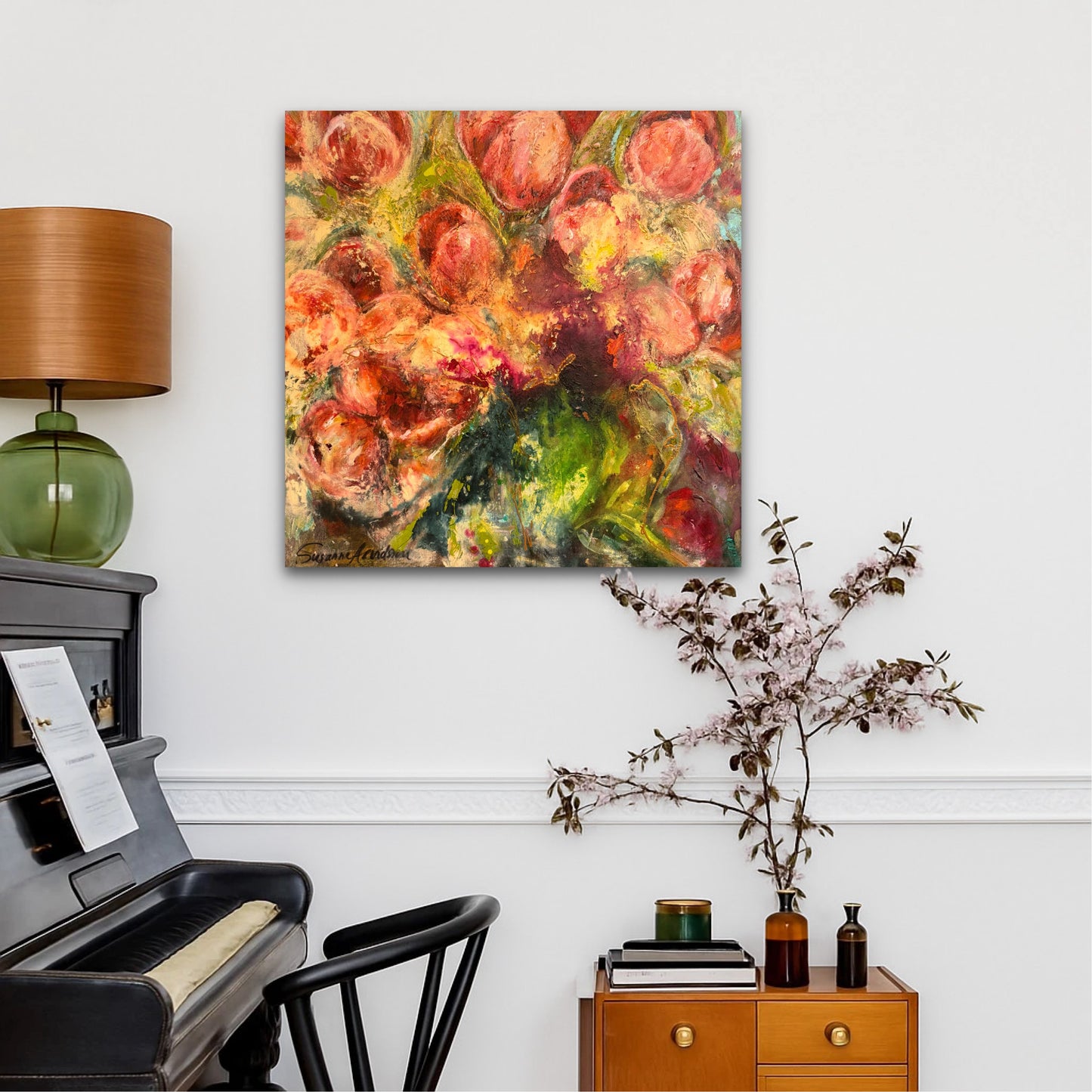 Originalmålning – När tulpanerna blommar, 80 x 80 cm